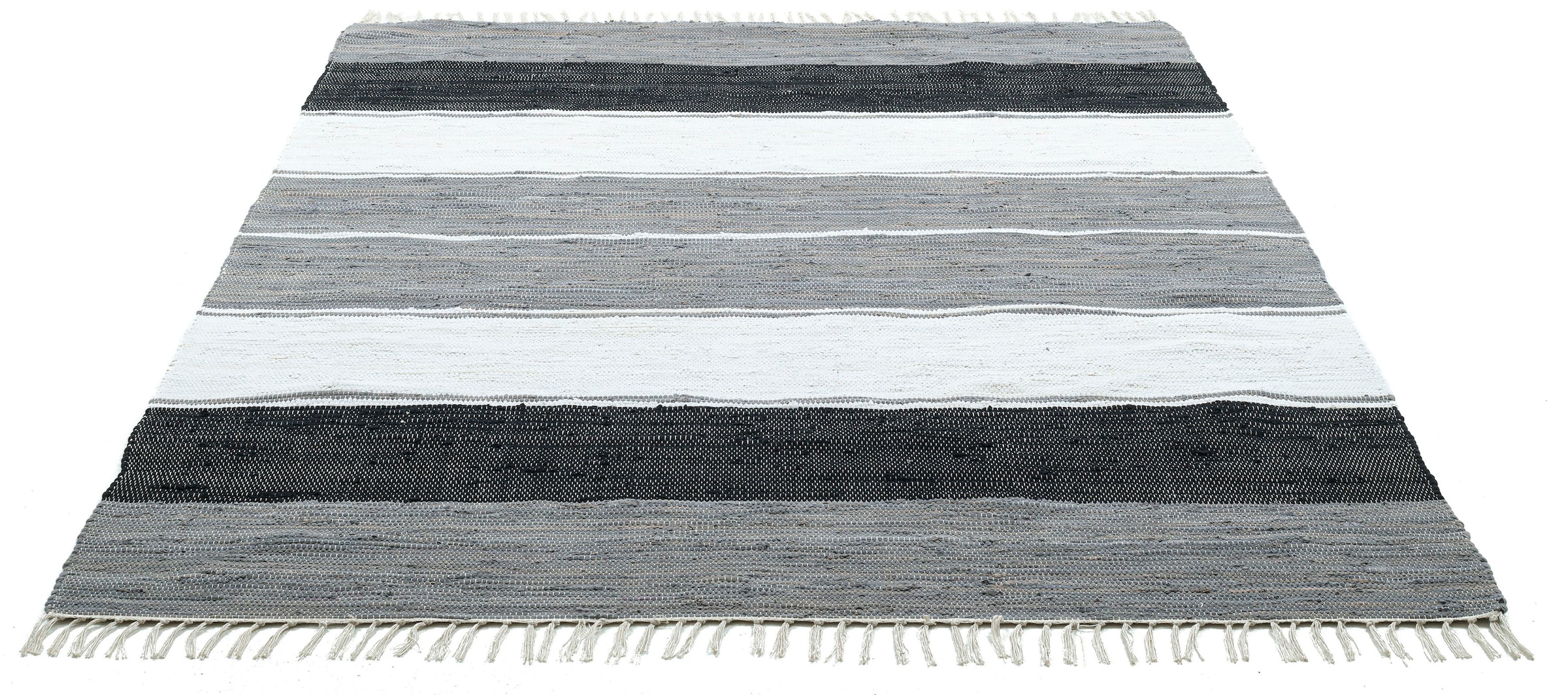THEKO Teppich »Stripe Cotton«, kaufen reine mit Flachgewebe, gestreift, Fransen Baumwolle, rechteckig, handgewebt, auf Raten