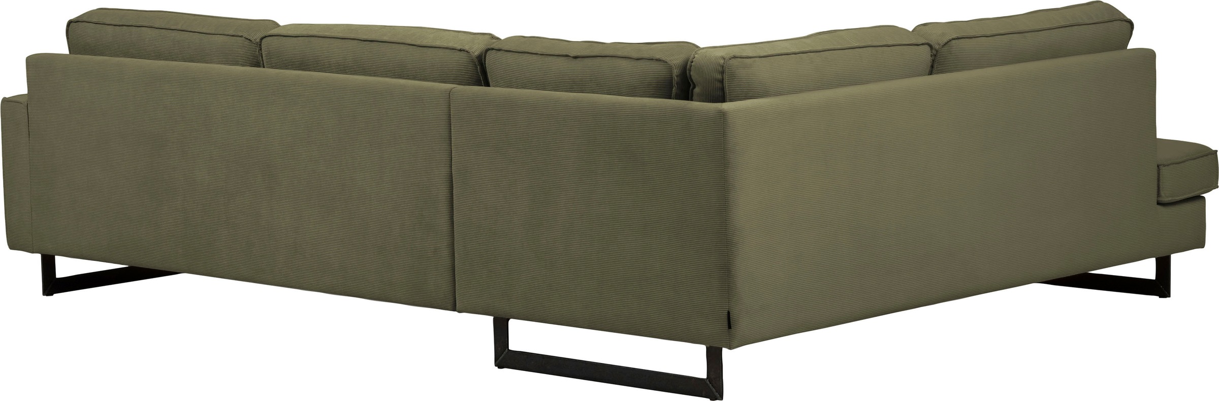 Places of Style Ecksofa »Pinto, 290 cm, Cord, Chenille, Lederoptik, Ottomane links / rechts«, mit Keder, schwarze Metallfüße, Wellenunterfederung
