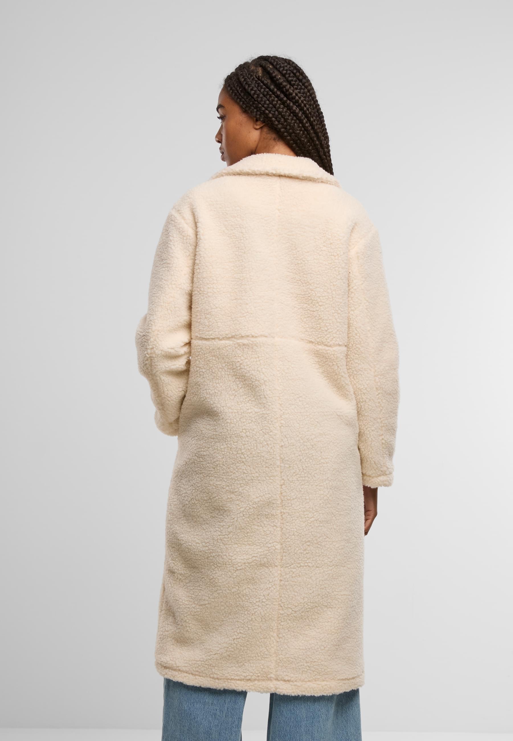 URBAN CLASSICS Winterjacke »Urban Classics Ladies Teddy Long Coat« 1 Stk. tlg. ohne Kapuze