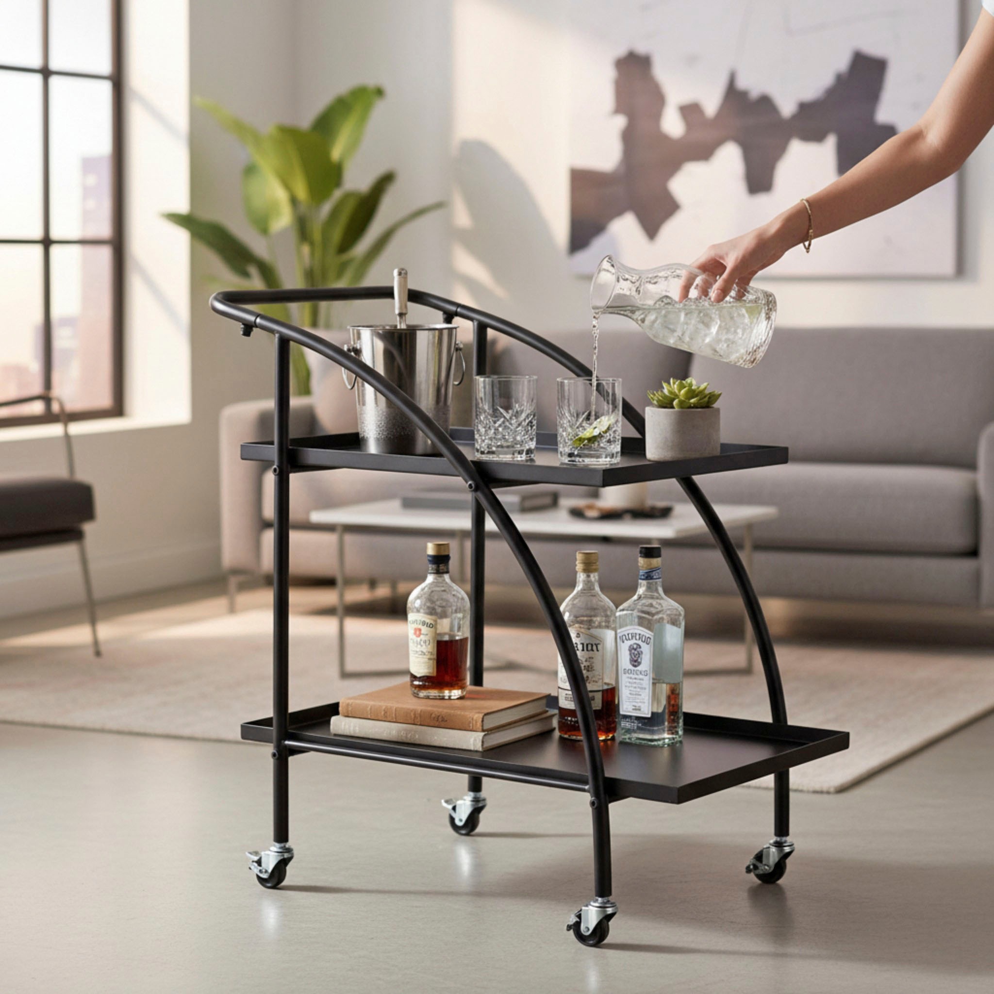 HAKU Servierwagen »Dinett, Kaffeetisch, Küchenwagen, Serviertisch, Teewagen, Trolley« 1 Stk. tlg. rechteckig - aus Metall Schwarz B/T/H 68/42/71 cm