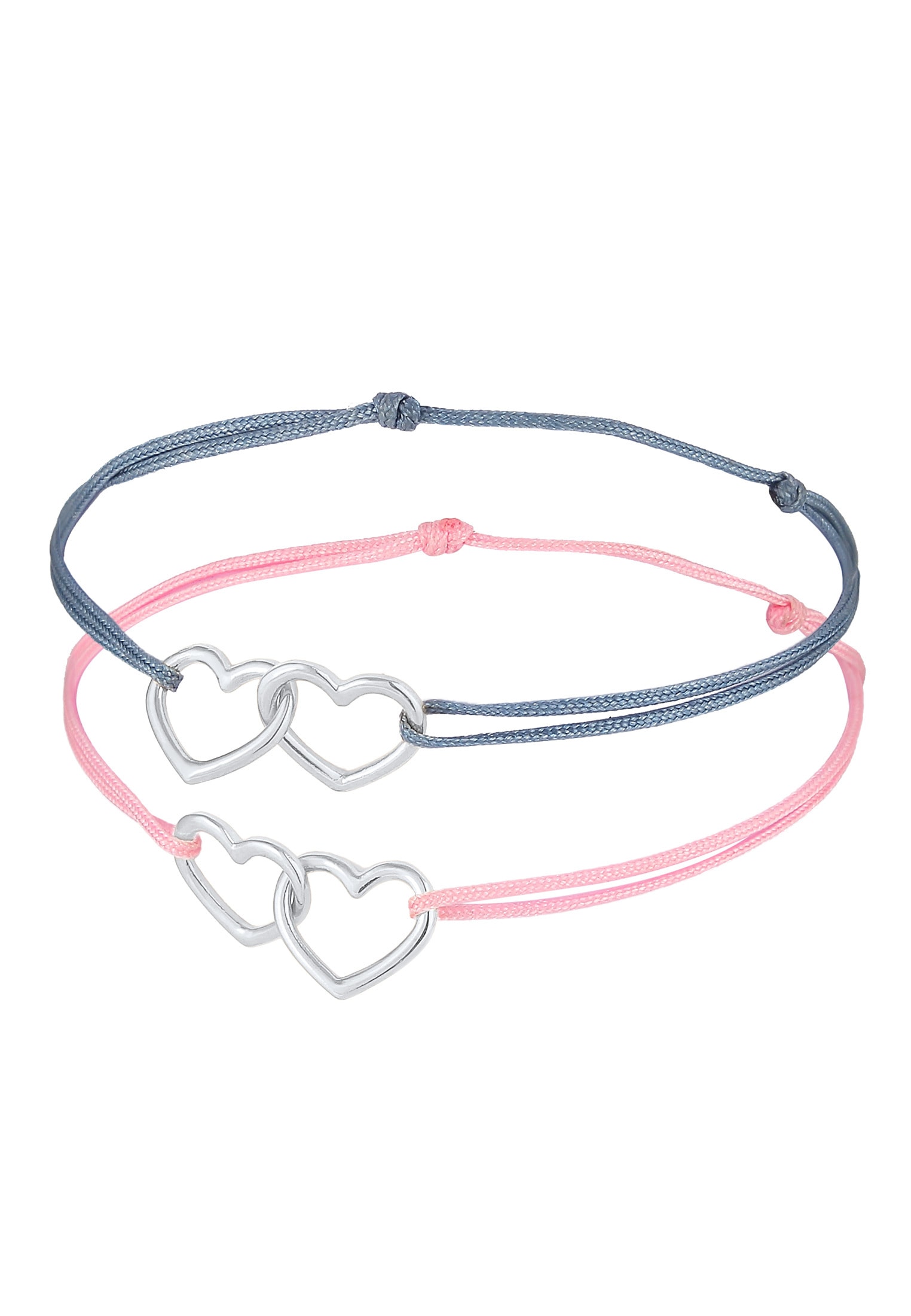 Elli Armband Set »Kinder Herzen Nylon Bändchen 2er Set 925 Silber«