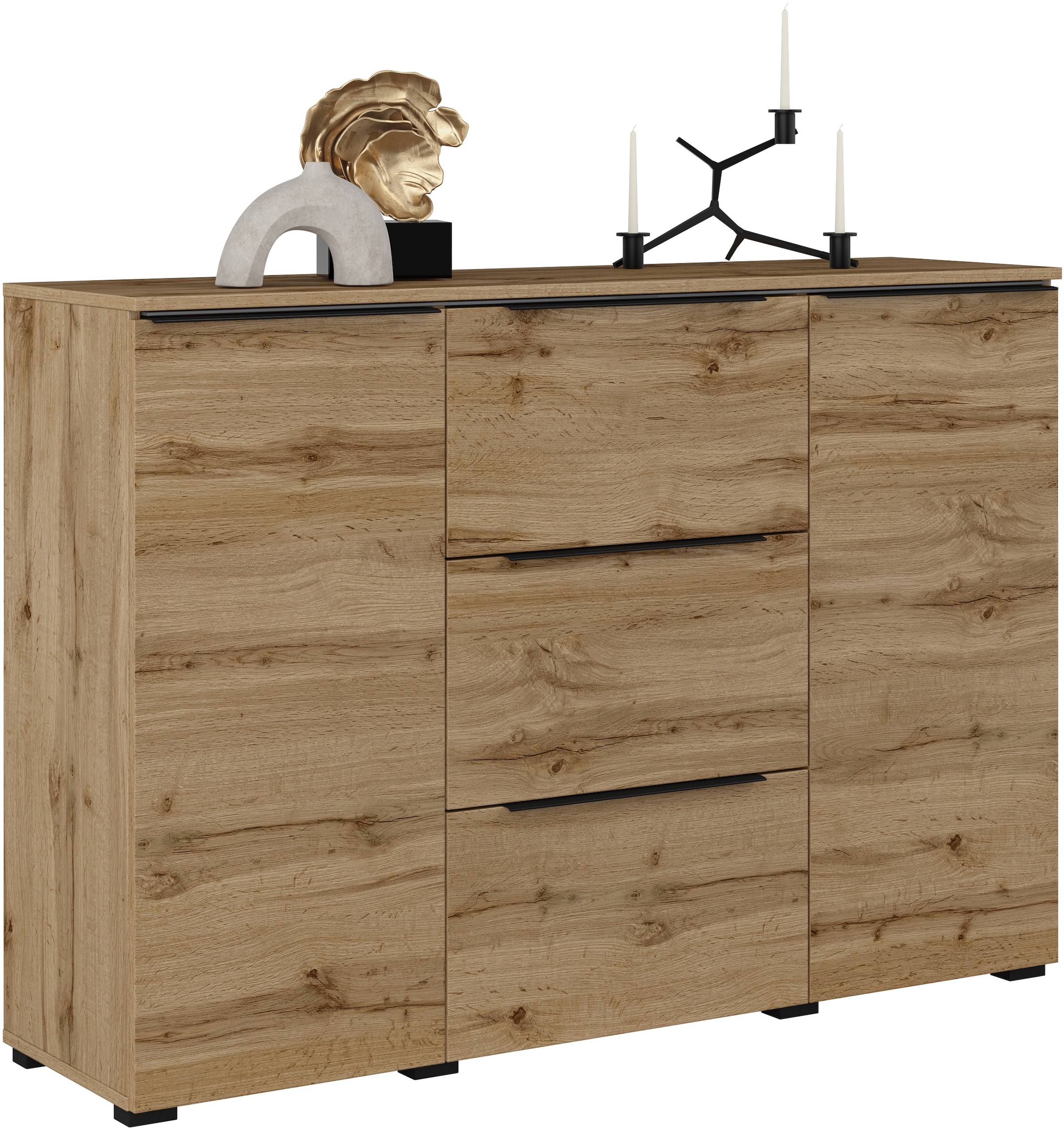 INOSIGN Sideboard »Tana, Breite 132 cm, moderne Kommode 3 SK,2 Trg«, Schubladenschrank,Anrichte mit viel Stauraum, Einlegeböden verstellbar