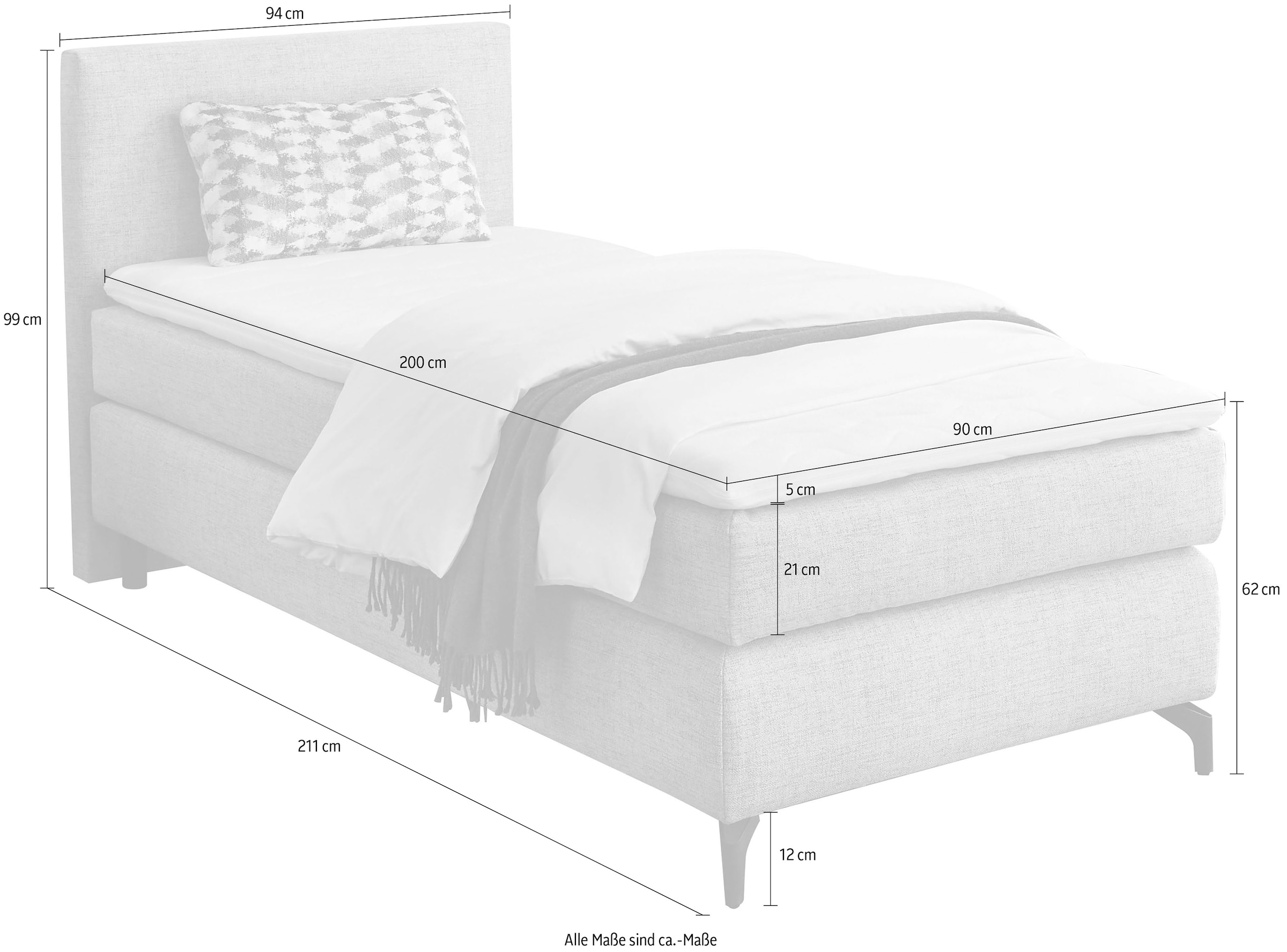 5. Bild von INOSIGN Boxspringbett Alinas, mit Topper und Zierkissen, in unterschiedliche Farbvarianten und Breiten lieferbar