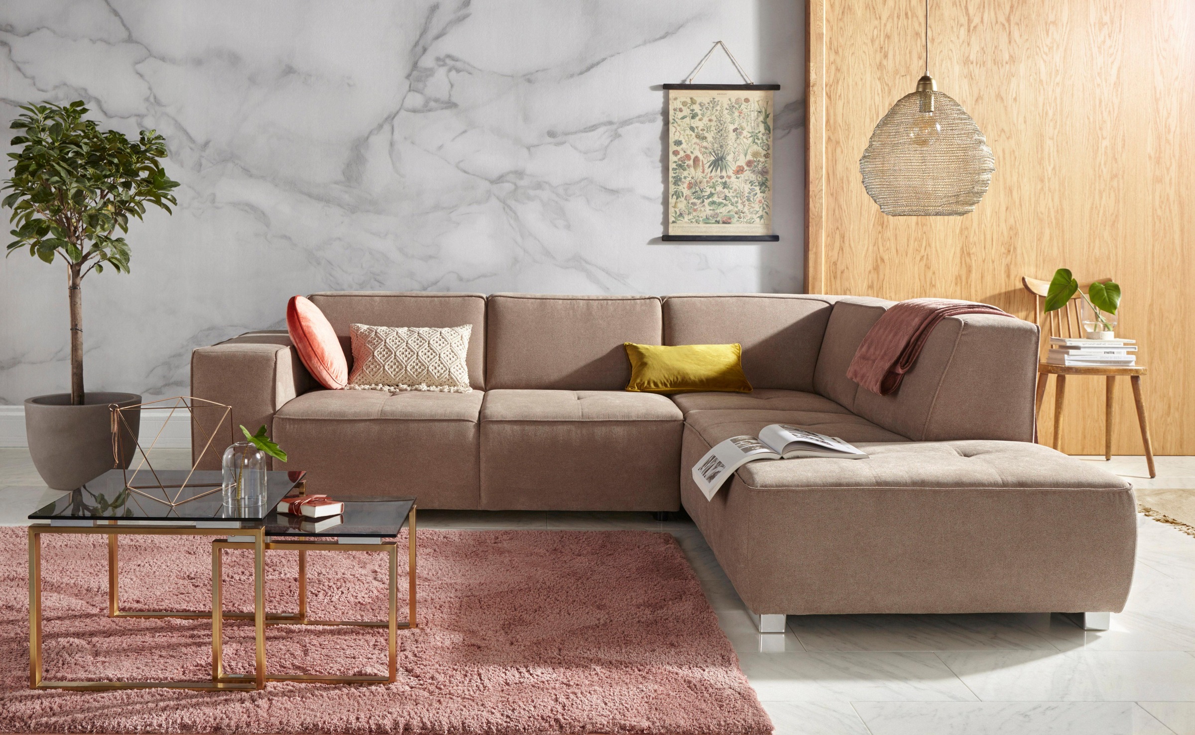 Home affaire Ecksofa »Sapporo L-Form« wahlweise Bettfunktion oder Sitztiefe günstig online kaufen