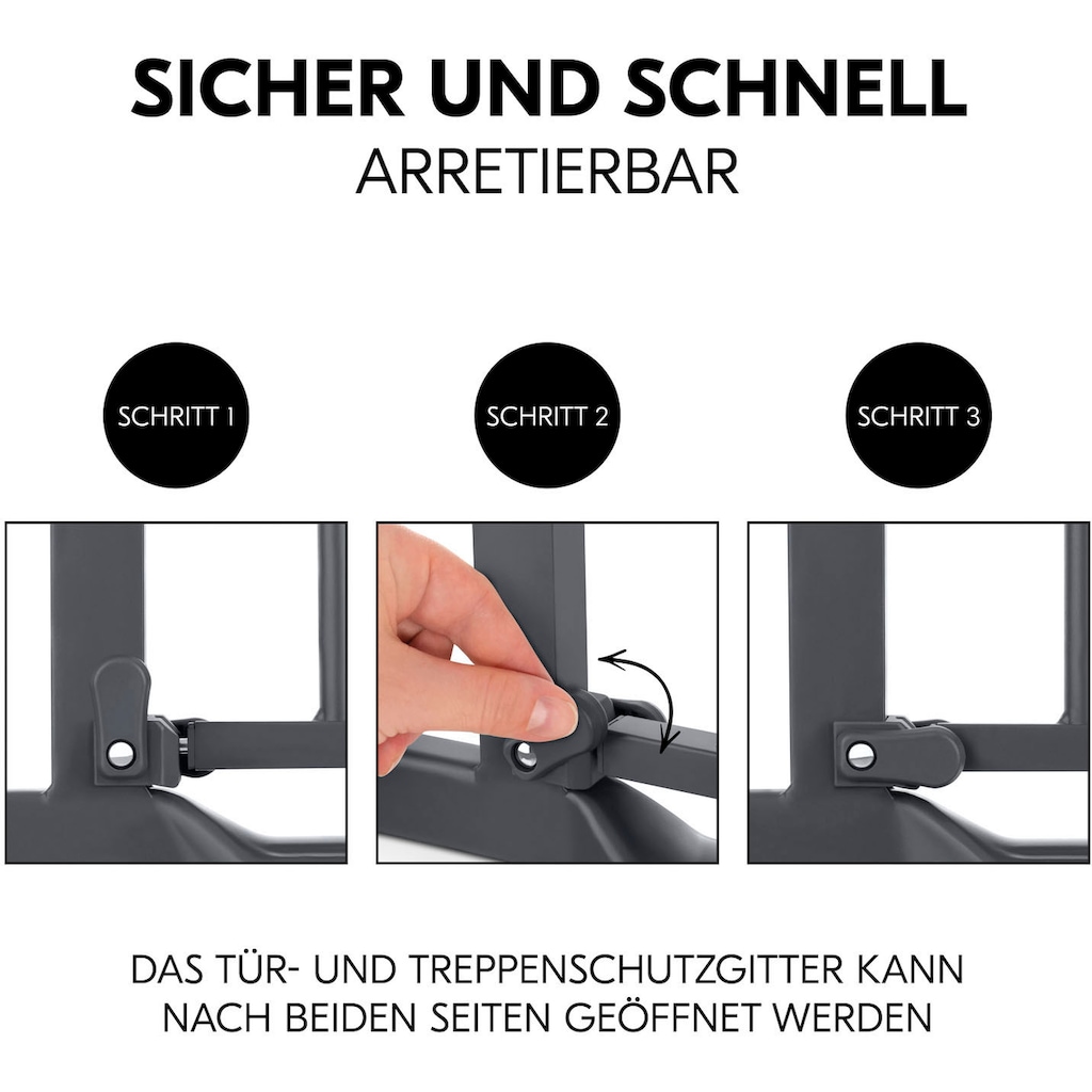Hauck Türschutzgitter »Clear Step Autoclose 2 Set inklusive Verlängerung 9 cm, Dark Grey«