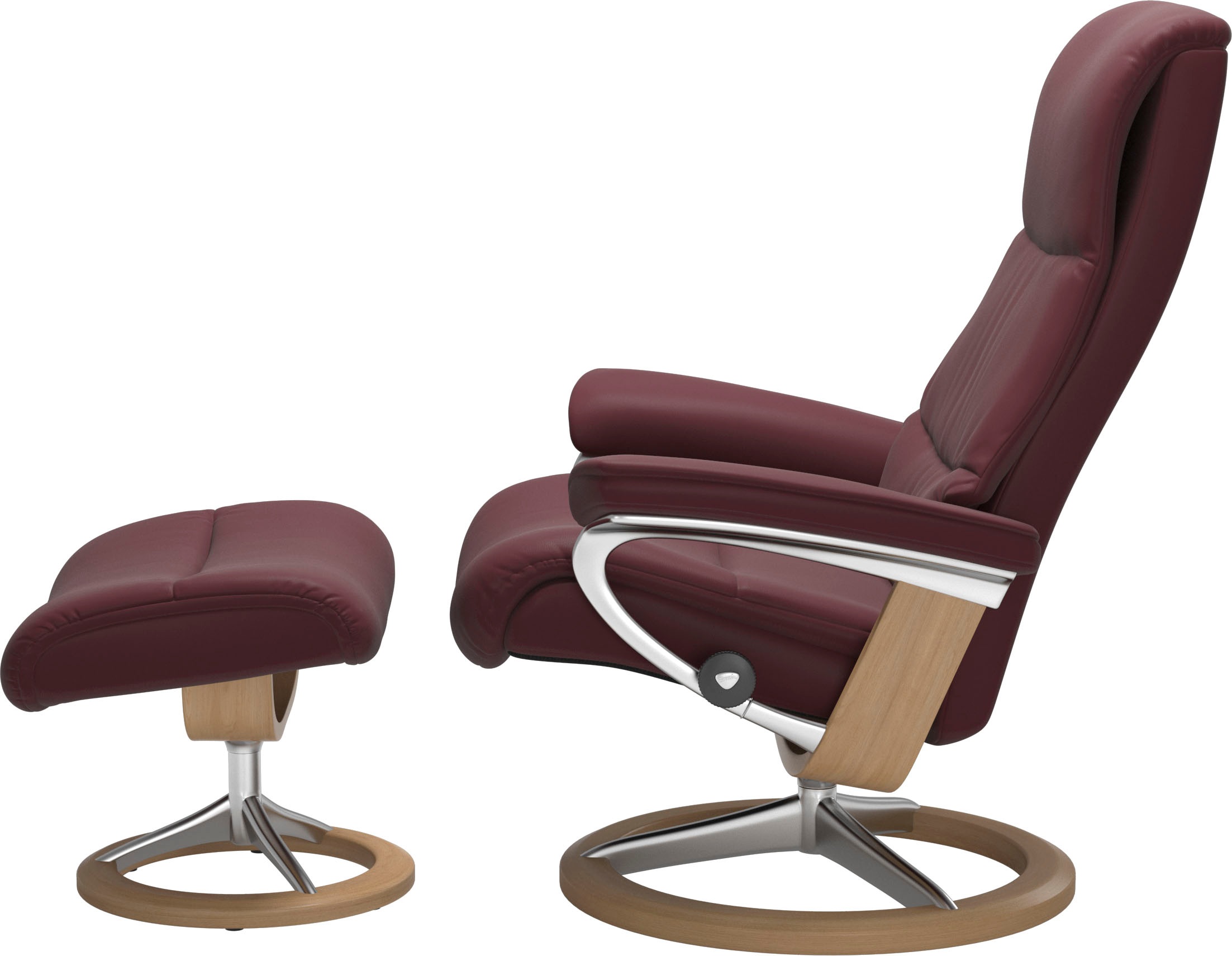 Stressless® Relaxsessel »View«, (Set, Relaxsessel mit Hocker), mit Signature Base, Größe M,Gestell Eiche