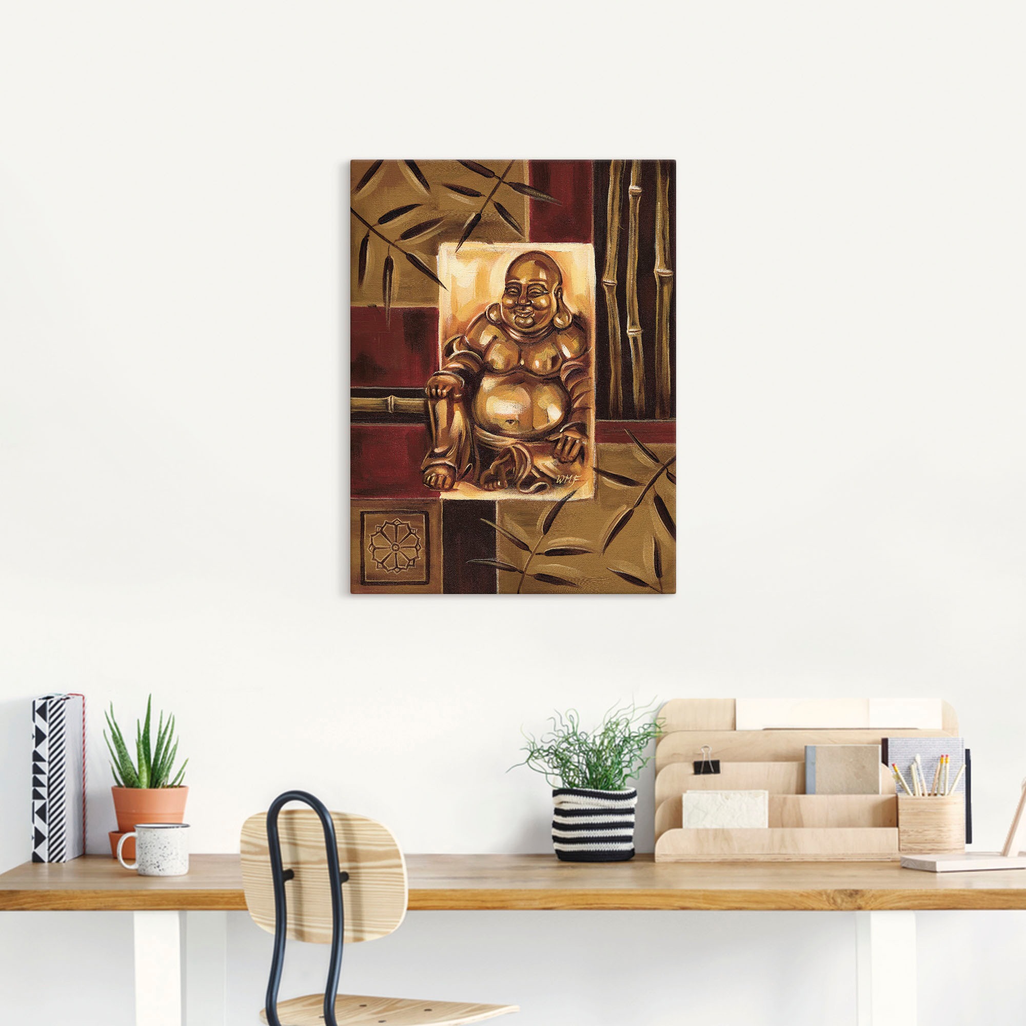 Artland Wandbild »Lachender Buddha«, Religion, (1 St.), als Leinwandbild, Poster in verschied. Größen