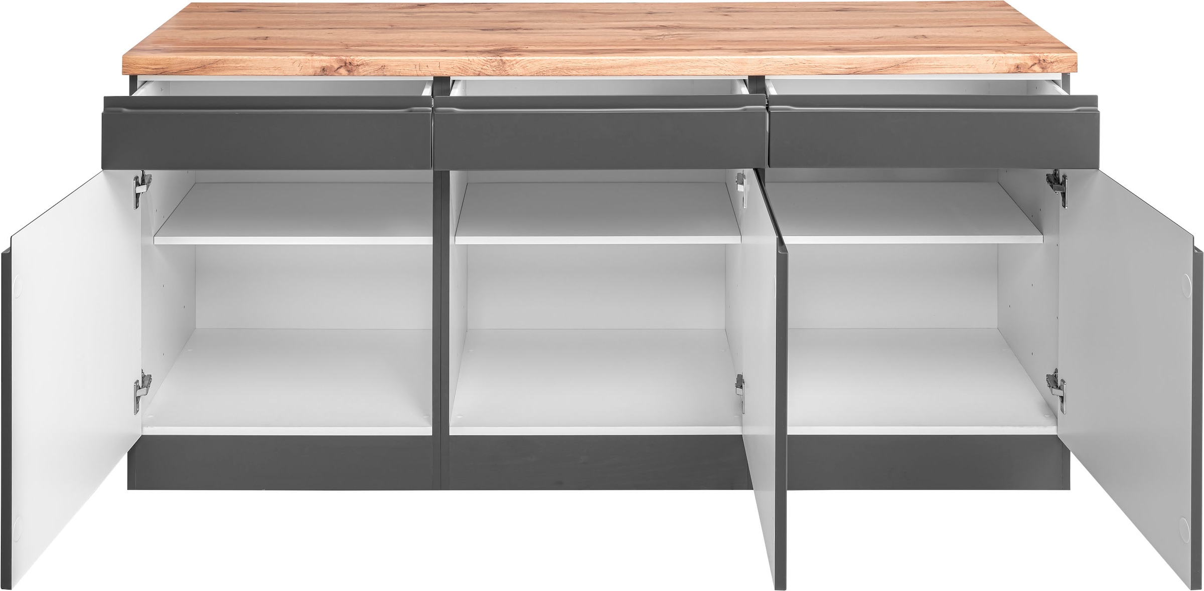 KOCHSTATION Unterschrank »KS-Bruneck« >>Bruneck<< 180 cm breit, für viel Stauraum, hochwertige MDF-Fronten