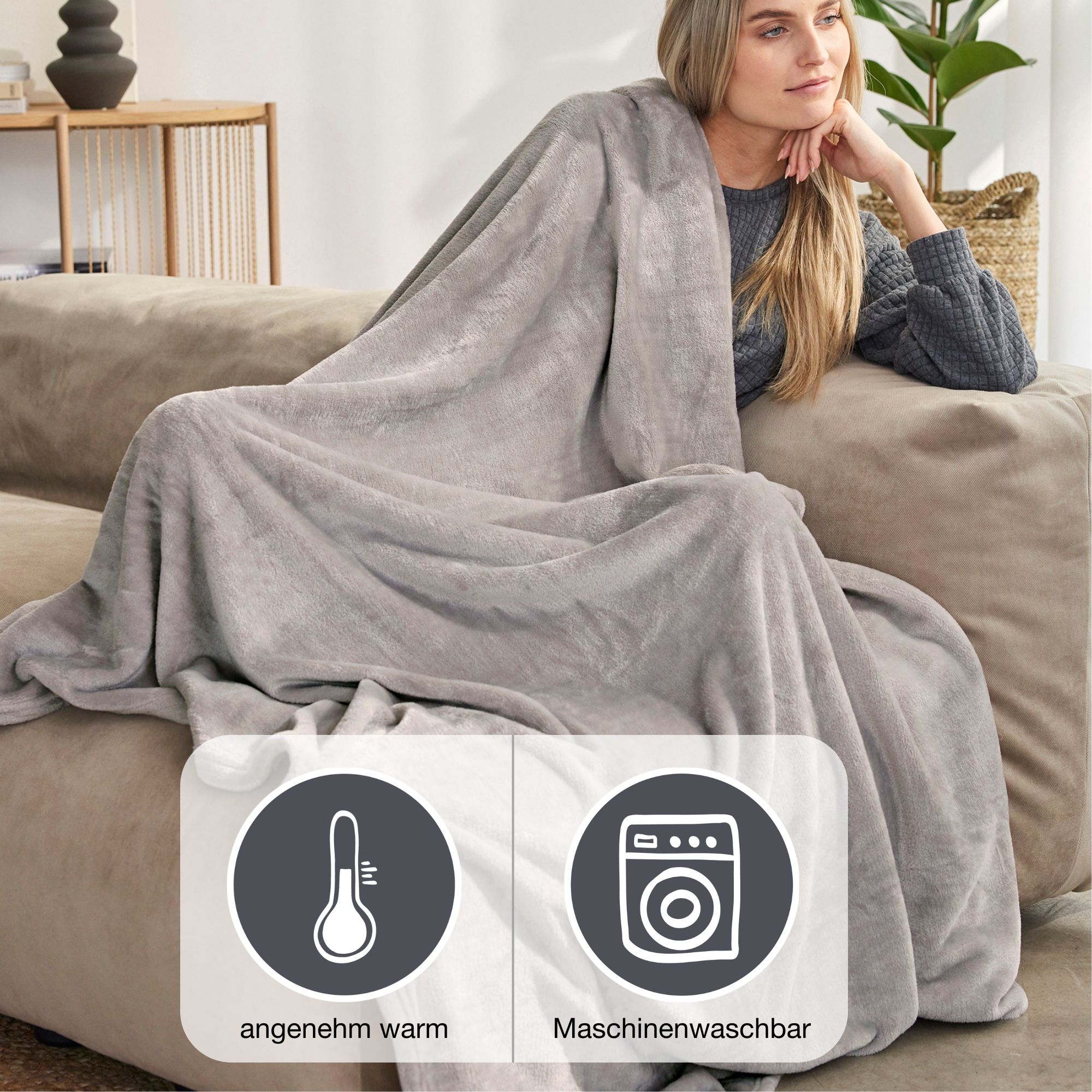 IBENA Wohndecke »Uni Fleecedecke Olbia«, einfarbig schick, Kuscheldecke
