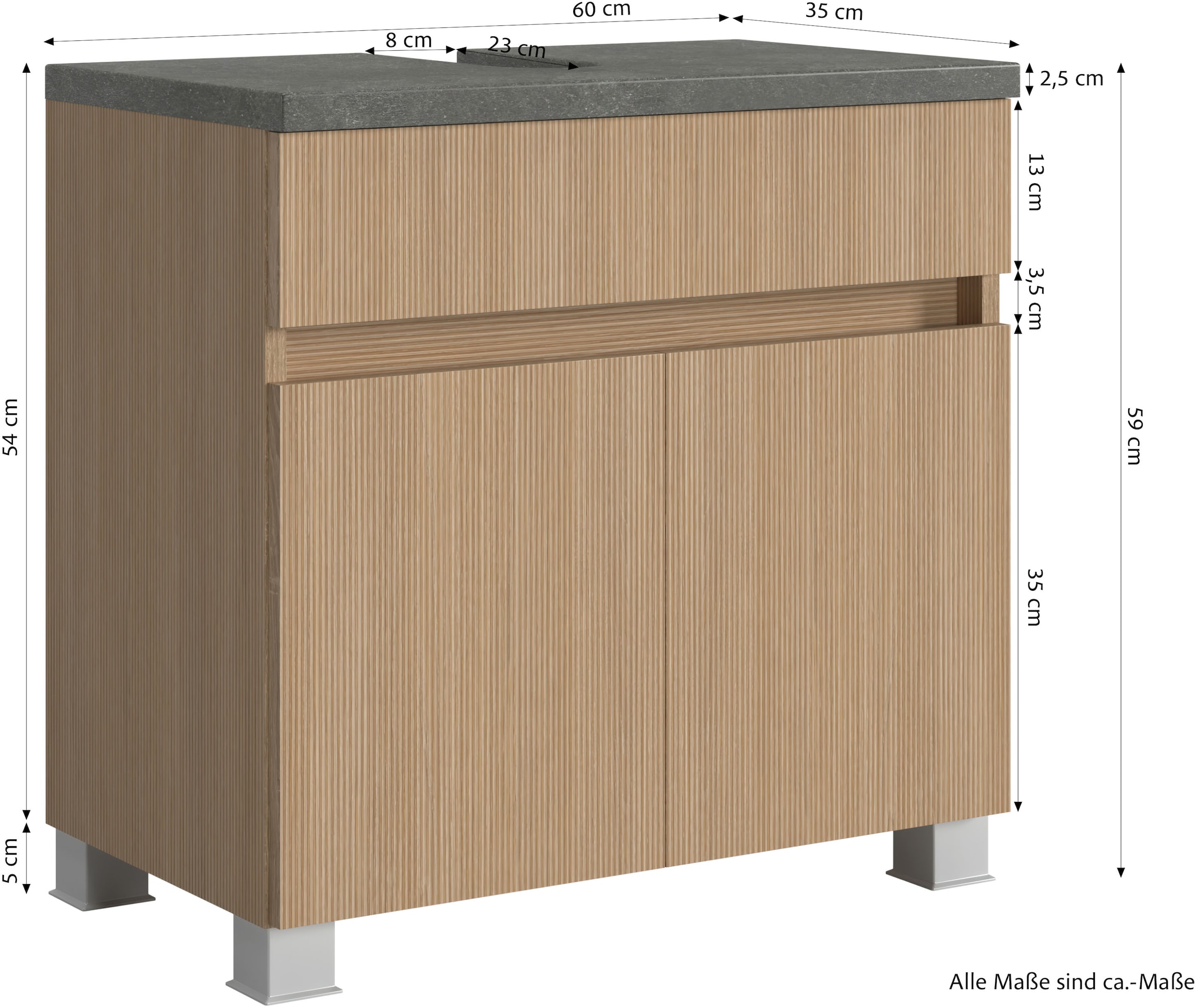 welltime Badmöbel-Set »Eixo«, Set 120 cm breit, Badmöbel mit LED-Beleuchtung