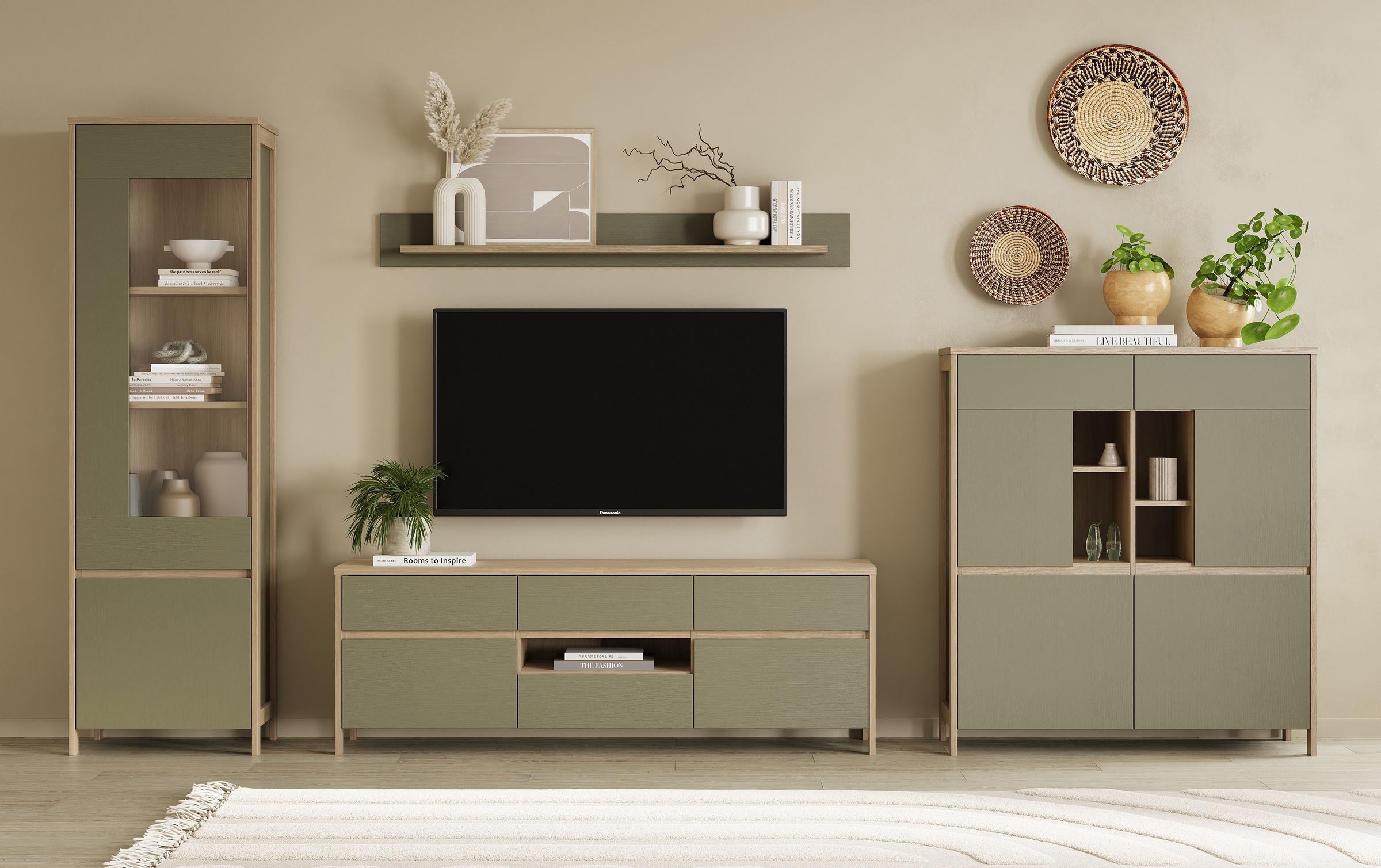Home affaire Wohnwand »Stranda, moderne Anbauwand, Komplettset im Scandi-St günstig online kaufen