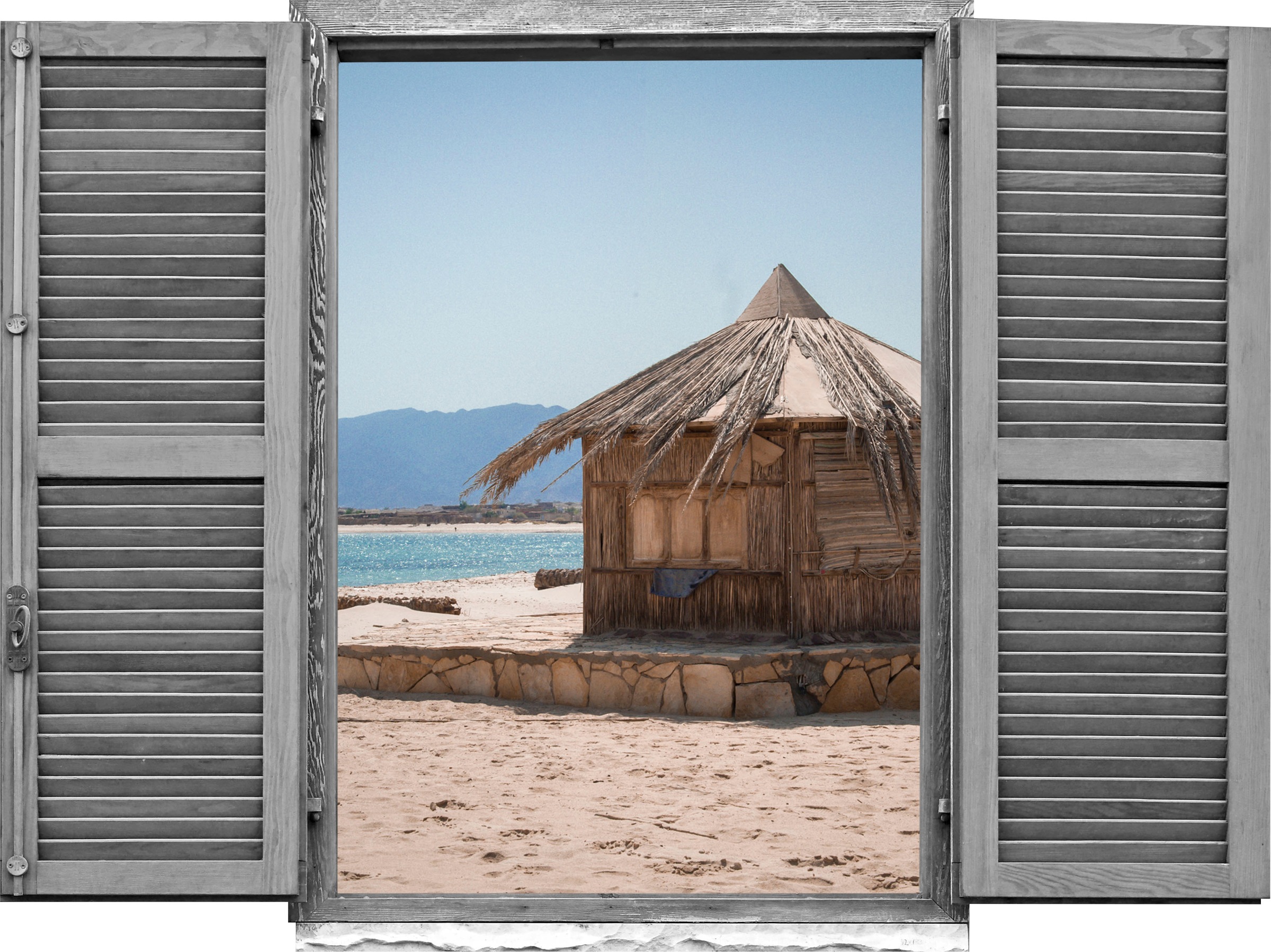 queence Wandtattoo »Hütte am Meer« Wandsticker, Wandbild, selbstklebend, 3D günstig online kaufen