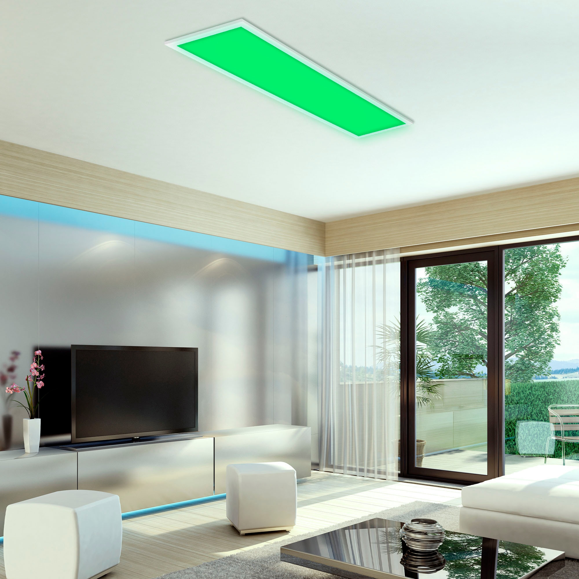 Briloner Leuchten Deckenleuchte »Deckenleuchte LINK COLOUR«, Smarte Deckenlampe, 100x25x6,5cm, Weiß, 22W, Wohnzimmer, Schlafzimmer