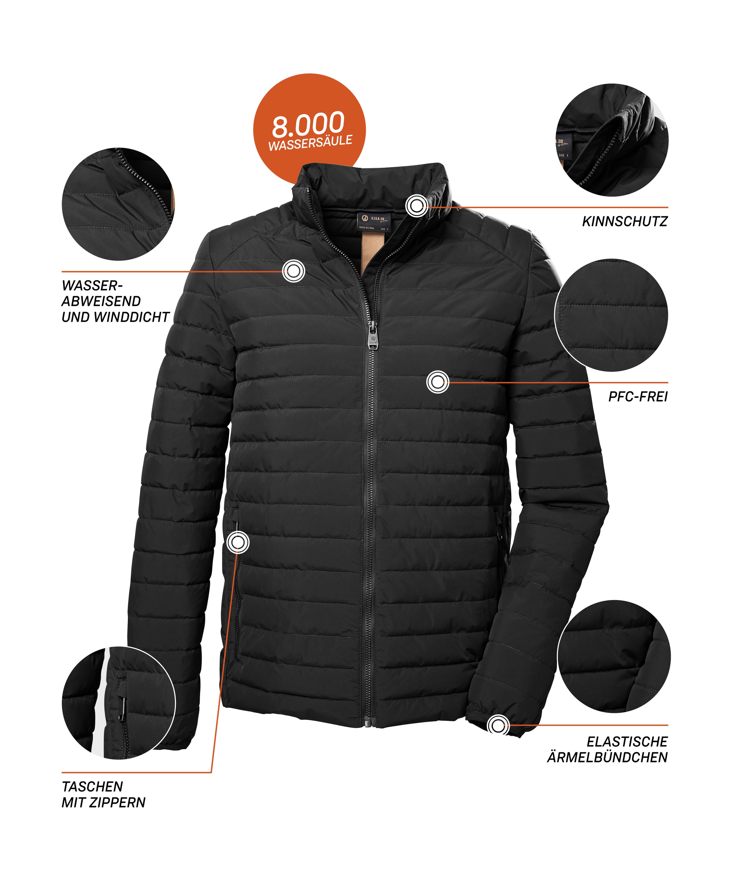 G.I.G.A. DX by killtec Steppjacke »GS 6 MN QLTD JCKT«, Wasserabweisende, winddichte Steppjacke mit 8.000 mm Wassersäule