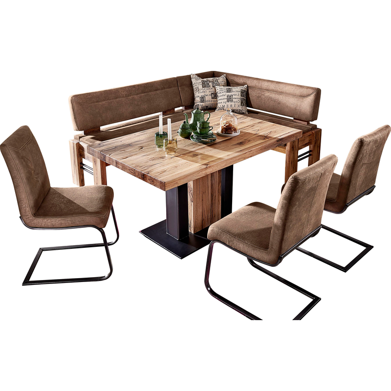 K+W KOMFORT & WOHNEN Eckbankgruppe »Floyd« Set, 5 Stk. tlg. Stauraum-Eckbank, wahlweise rechts oder links langer Schenkel 203cm camel...