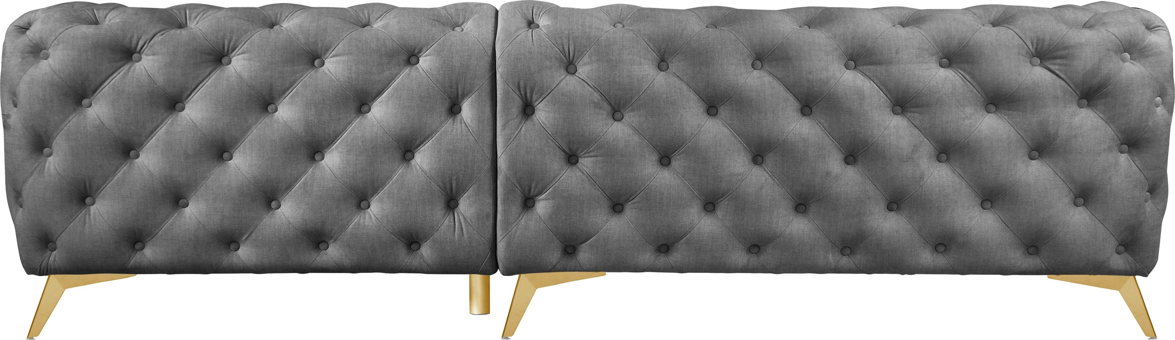 Leonique Chesterfield-Sofa »Ecksofa GLYNIS L-Form mit Wellenunterfederung, Maße B/T/H 264/264/75cm«, aufwändige Knopfheftung, moderne Chesterfield Optik, Fußfarbe wählbar