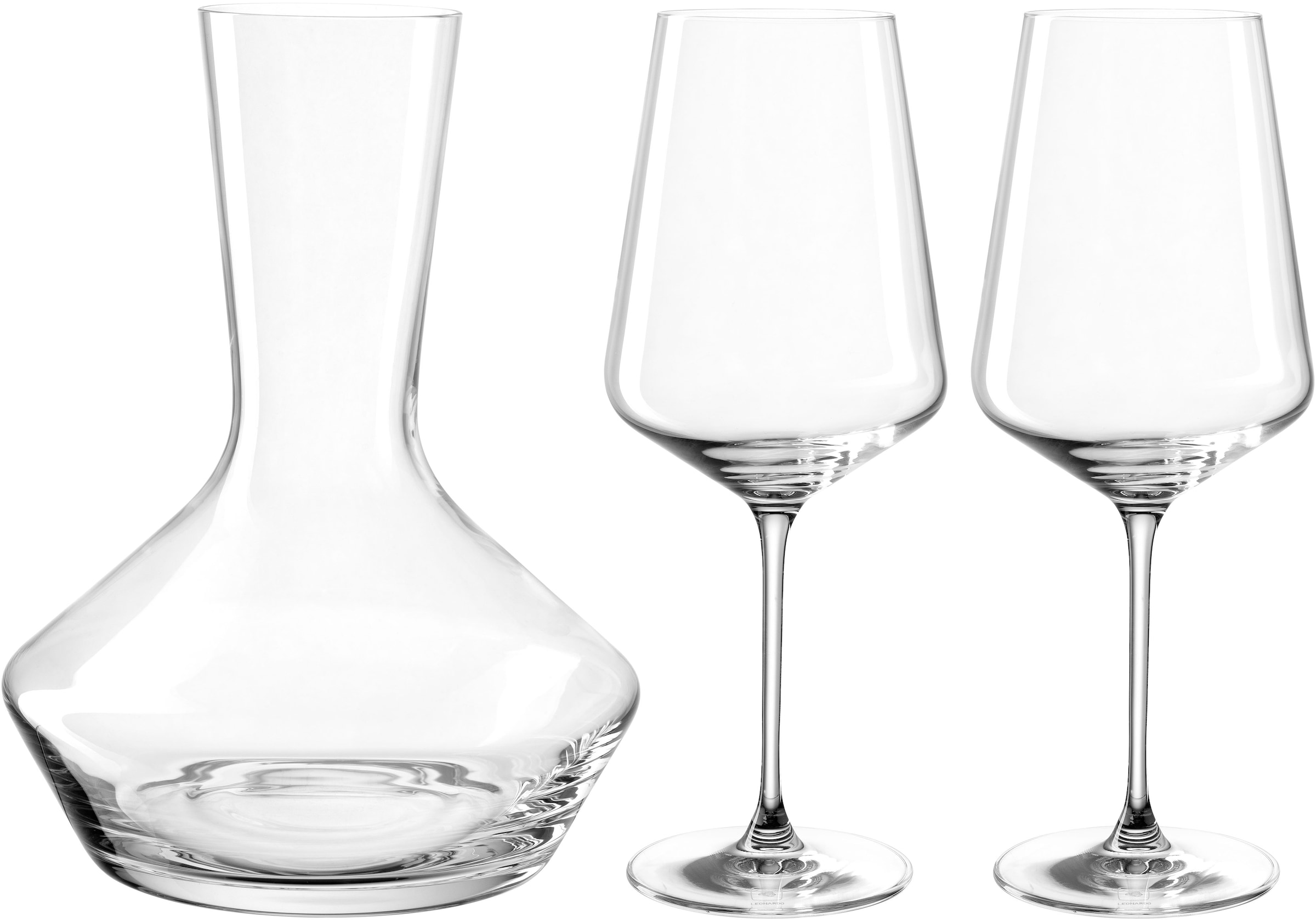 LEONARDO Gläser-Set »Weinset XL PUCCINI«, (Set, 3 tlg.), 2 Weingläser je 560 ml, 1 Dekanter - 1.700 ml, Höhe ca. 24