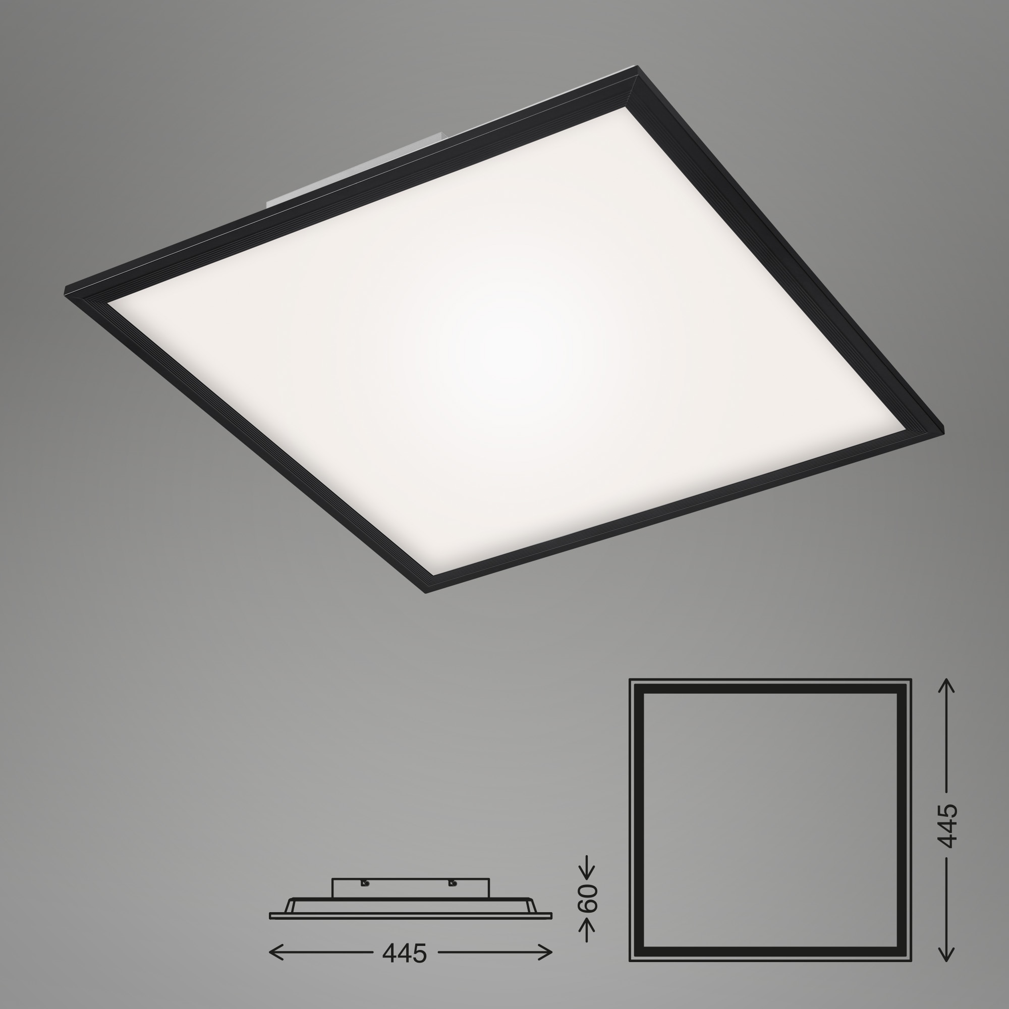 Briloner Leuchten LED Panel mit Fernbedienung, Gr. ca. 44,5 x 44,5 cm, stufenlos dimmbar, LED fest integriert