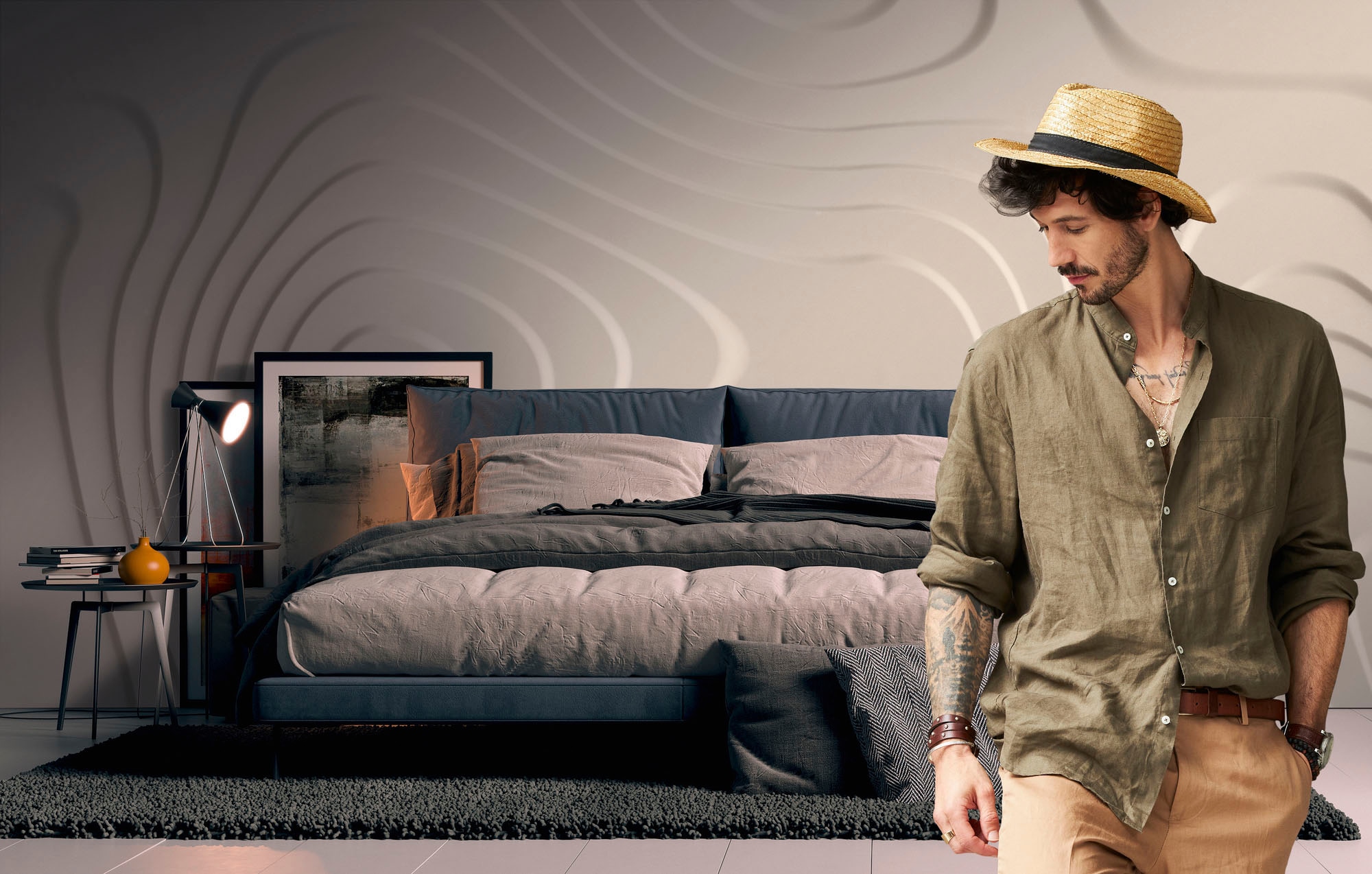 living walls Fototapete »The Wall«, 3D-Optik-geometrisch-matt-Motiv, Fototapete Geometrisch Tapete 3D Tapeten Wohnzimmer modern Flur Design