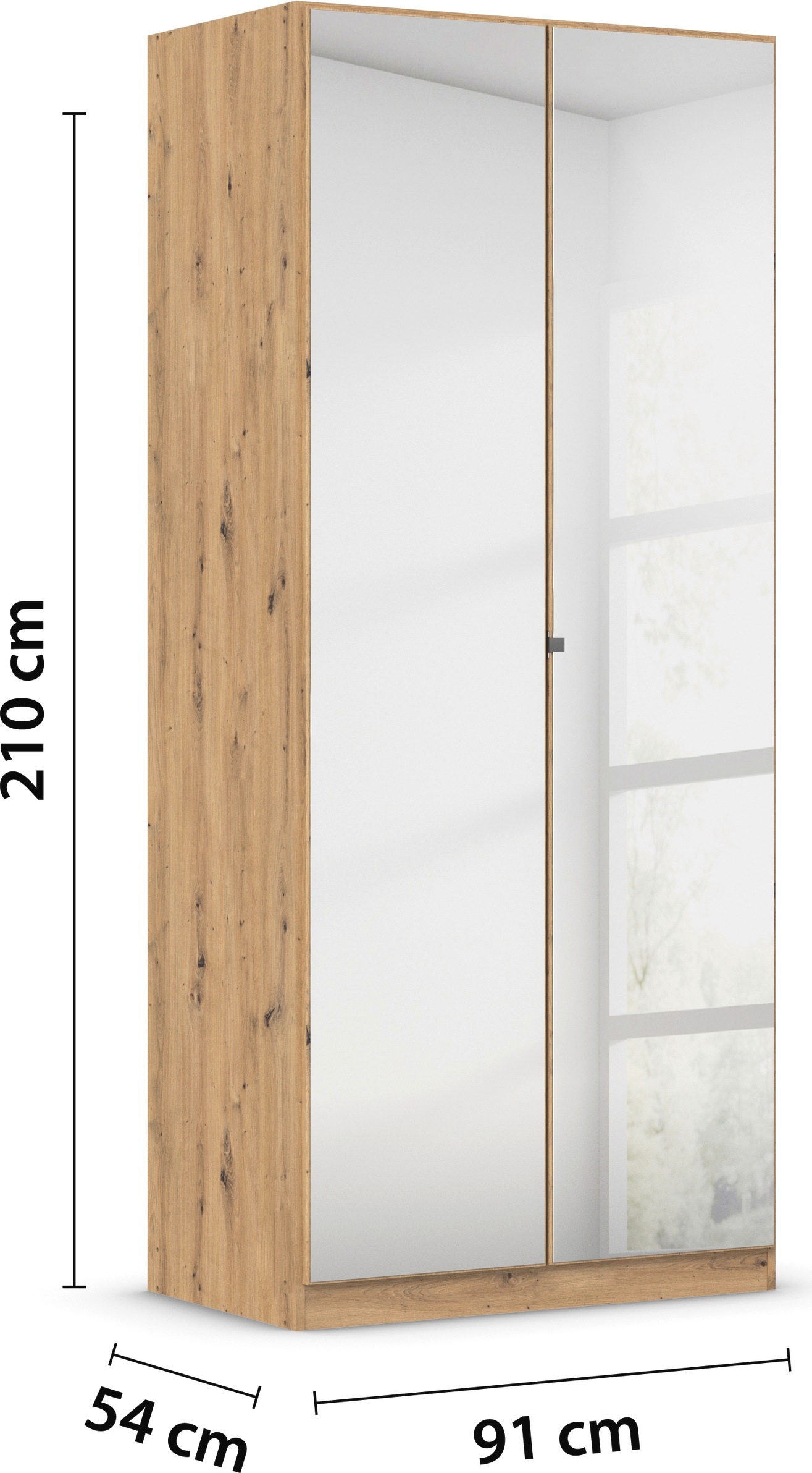 rauch Drehtürenschrank »Reflect«, mit Spiegelfront, inkl. praktischer Inneneinteilung und Stoffboxen-Set