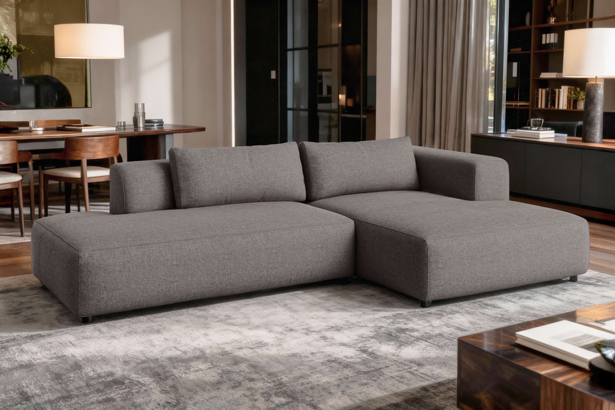 OTTO home Ecksofa »TIARRA Design-Sofa mit Ottomane recht/links bestellbar, Breite 287 cm« L-Form mit hochelastischer Schaum und Wellenunterfederung