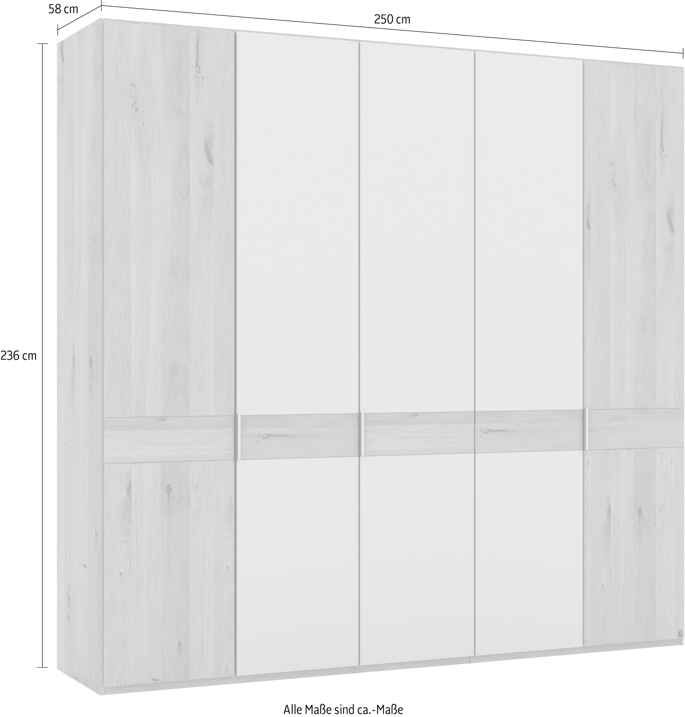 Musterring Drehtürenschrank »Savona, Kleiderschrank, Schrank, Garderobe, teilmassiv Eiche«, (mit Türdämpfern, mit Spiegel oder Glas, extra Böden, MADE IN GERMANY), Türen in Bianco-Eiche massiv, Spiegel-/Glastüren, verschiedene Größen
