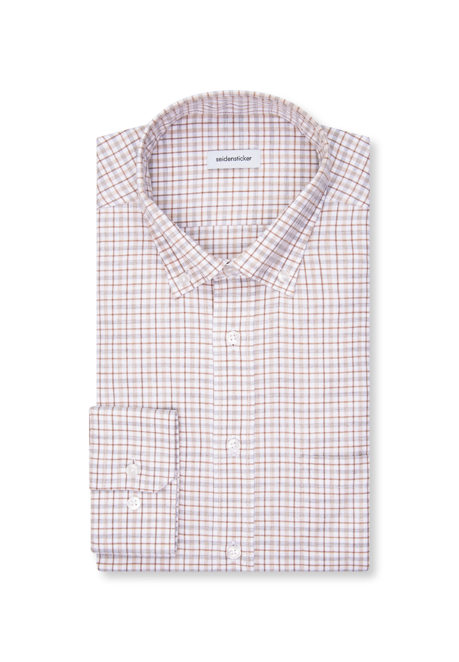seidensticker Flanellhemd »Schwarze Rose«, Regular 1/1 Button-Down-Kragen Karo