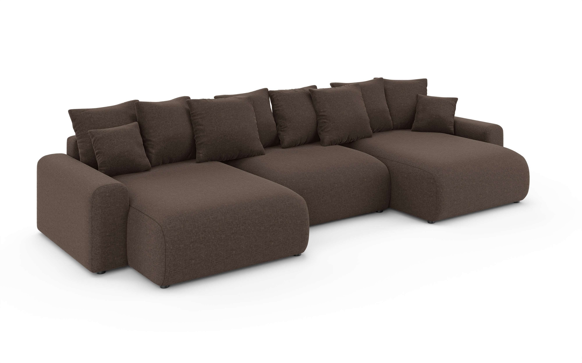 Home affaire Wohnlandschaft »LAKESIDE mit Bettfunktion und Bettkasten, Maße B/T/H: 332,5/142/84 cm«, U‑Form mit vielen Kissen und Wellenunterfederung