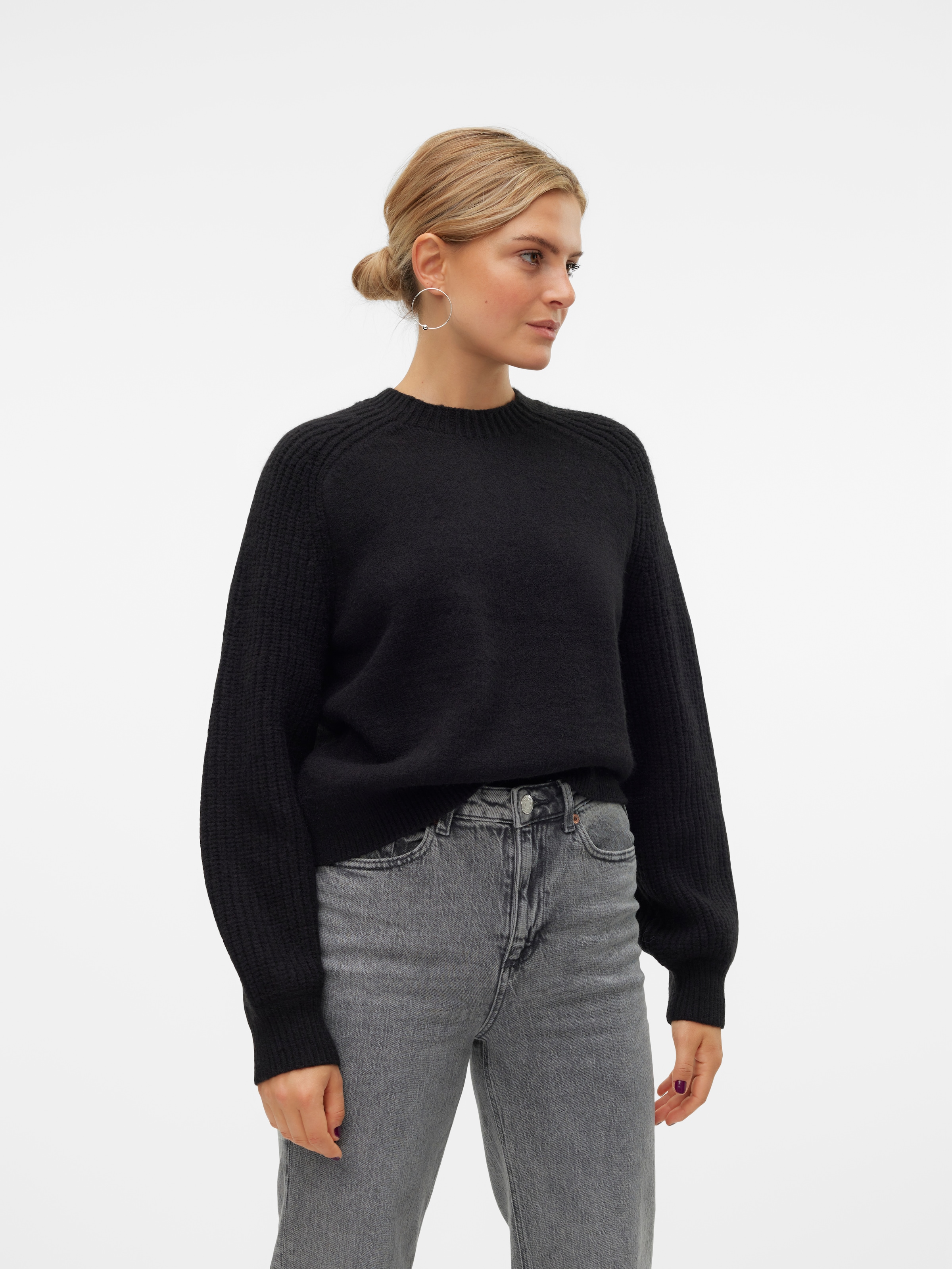 Rundhalspullover VMENYA LS O-NECK PULLOVER BOO, Gr. XS (34), Black