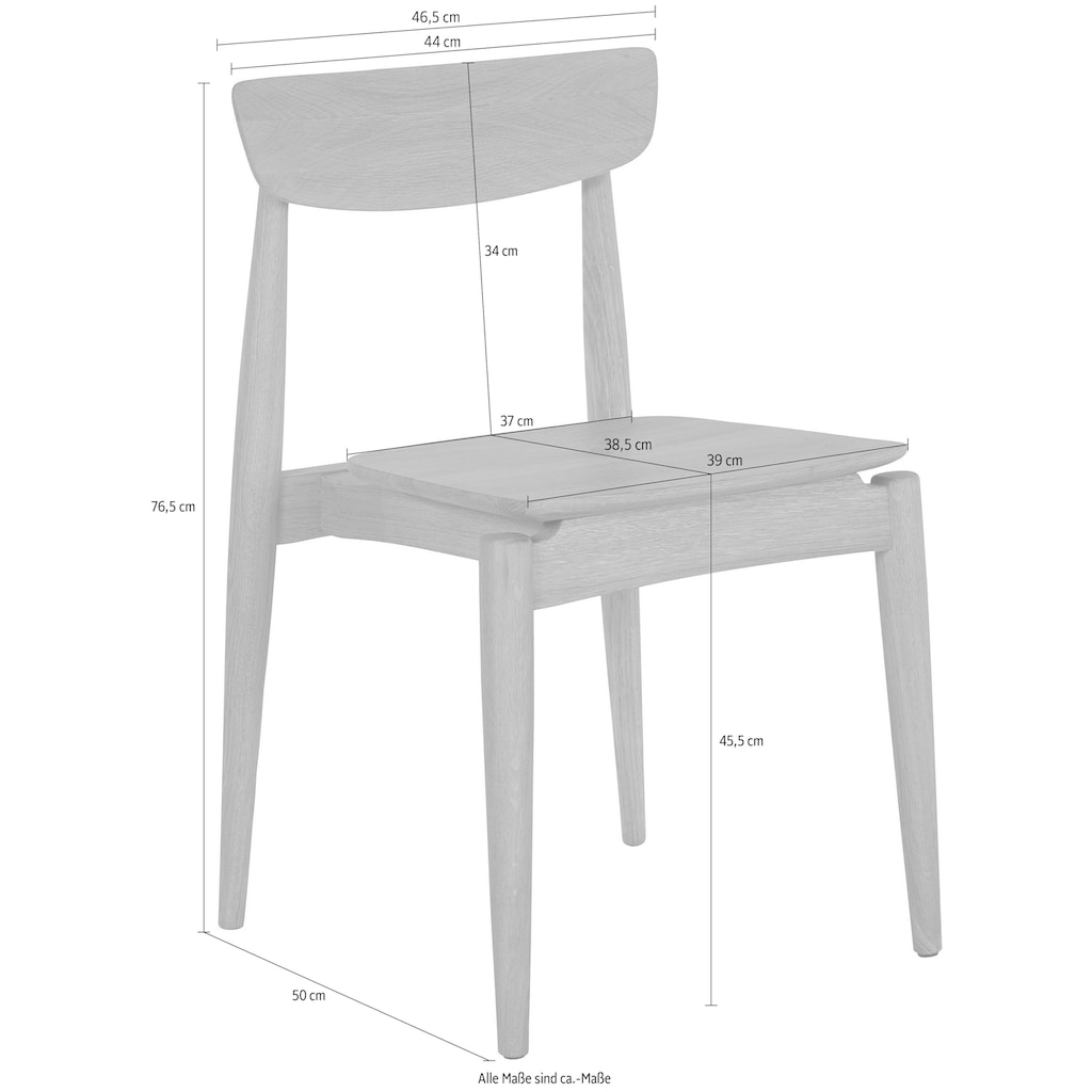 OTTO products 4-Fußstuhl »Veikko«, (Set), 2 St., vegan, mit pflanzlichem Bio Öl behandelt, Massivholz Eiche, stapelbar