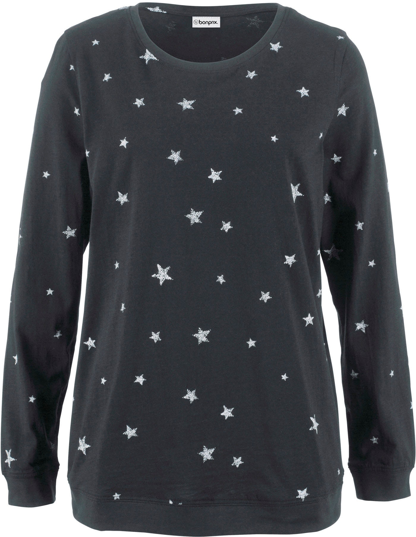 bonprix Langarmshirt figurumspielende Passform, mit Rundhalsausschnitt, aus Baumwolle