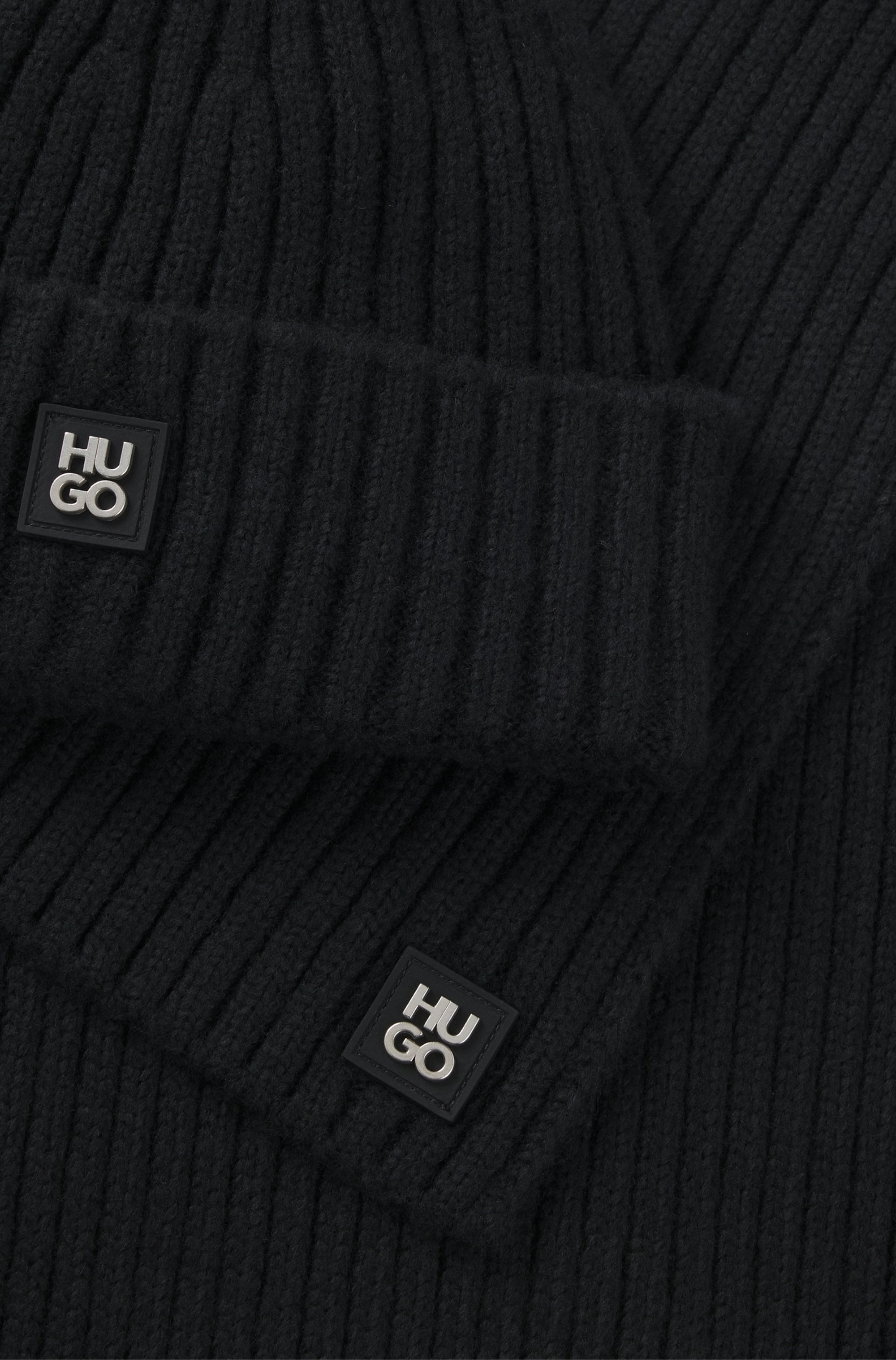HUGO Schal »Zasgo Set« 2 Stk. und Mütze mit Schurwolle, Geschenkset, unisex