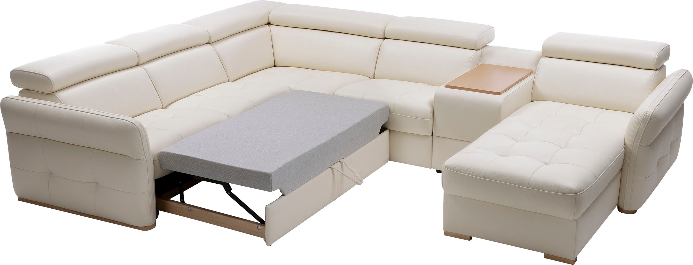 exxpo - sofa fashion Wohnlandschaft »Massimo, Familien Sofa mit viel Platz, Lederbezug, bequem, komfortabel«, U-Form, inkl. Bettfunktion, Bettkasten, elektr. Relaxfunktion