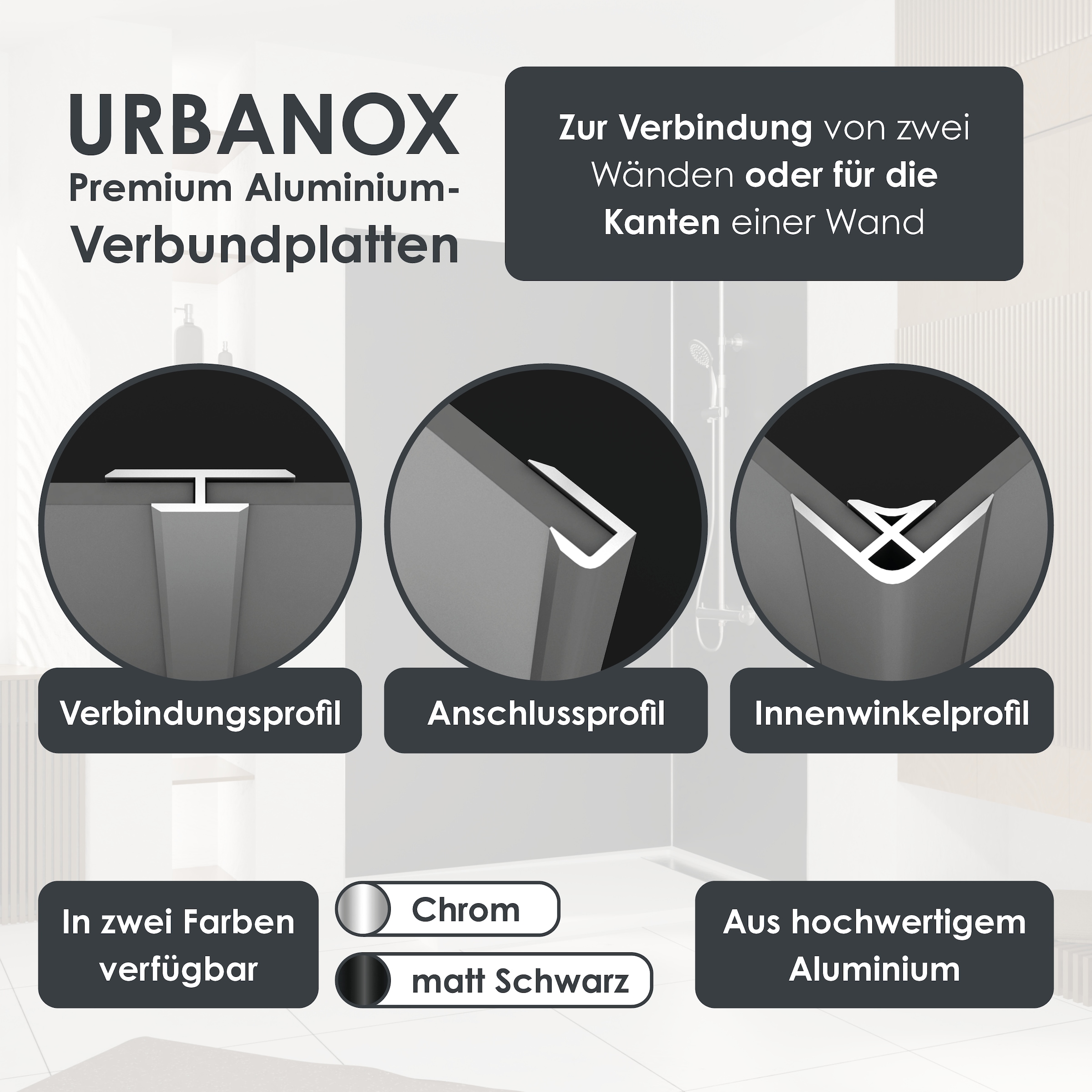 Marwell Duschrückwand »Urbanox« Set bestehend aus: 2 Paneele  90 x 210 cm