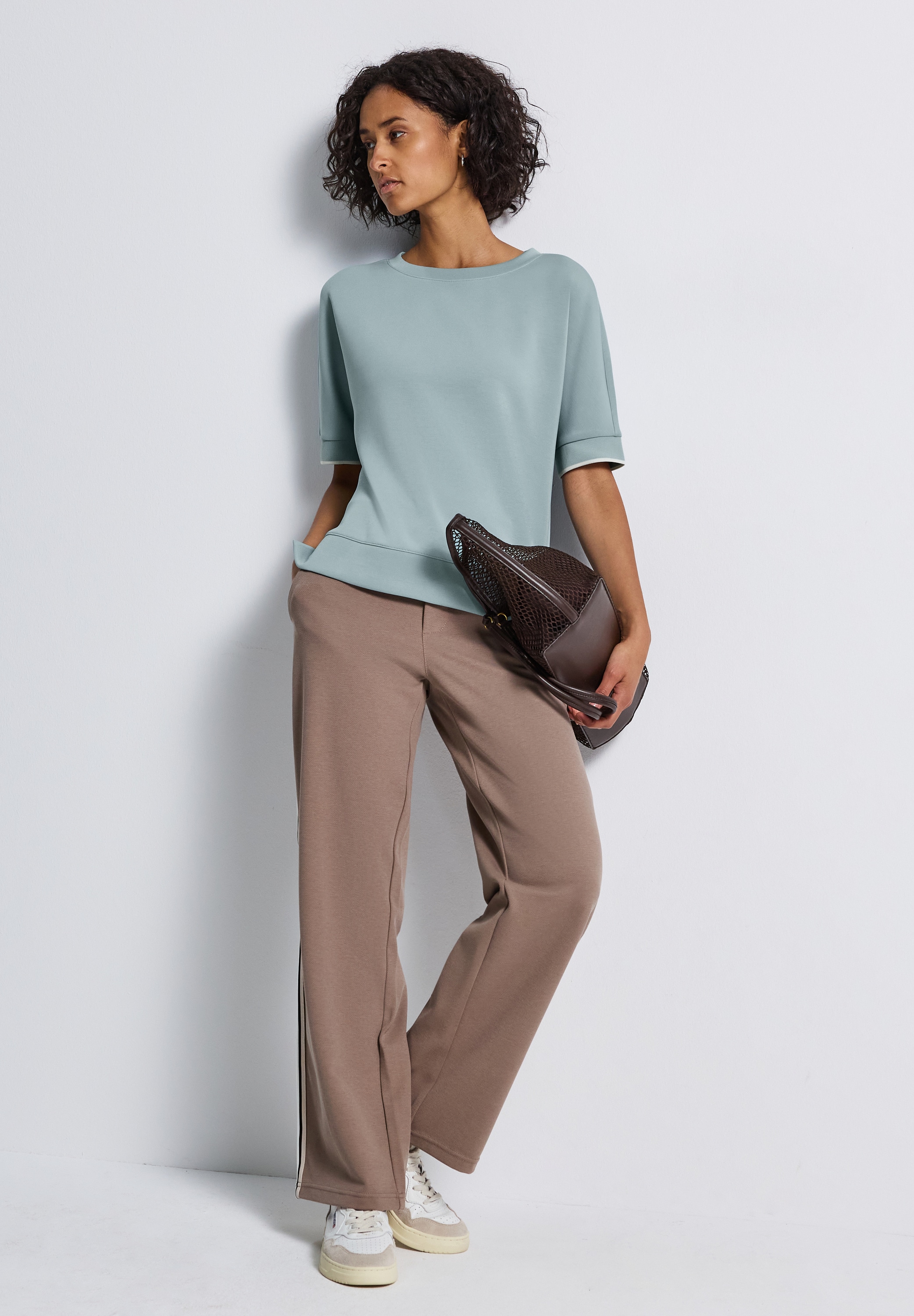 STREET ONE T-Shirt, im Silk-Look, mit Rundhals, halbarm