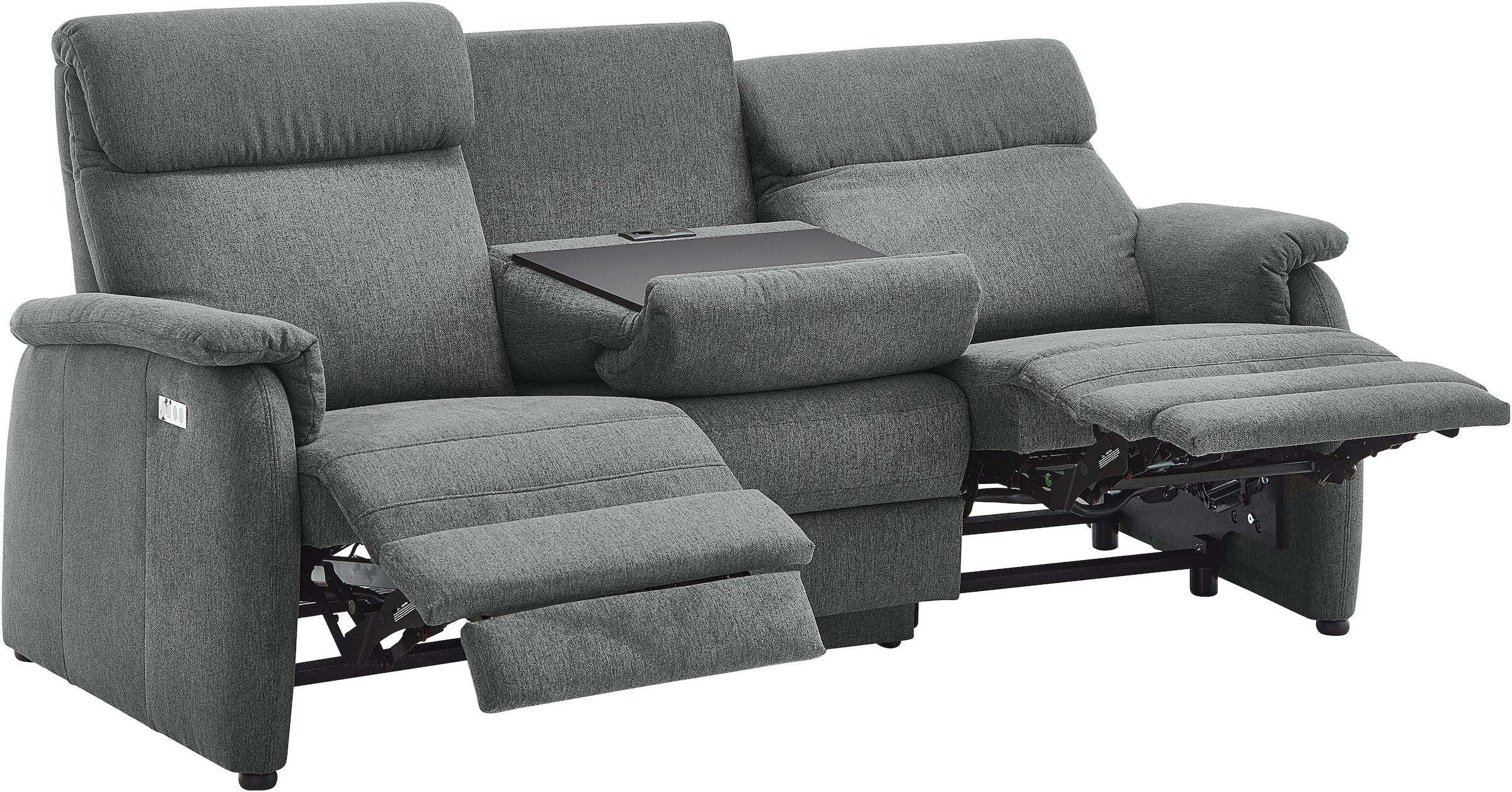 Home affaire Polstergarnitur »Turin, 2,5- & 3-Sitzer mit elektrischer Relaxfunktion« Set, 4 tlg. tlg. inkl. Tisch, USB & Steckdose, Federkern & pflegeleichtem Bezug