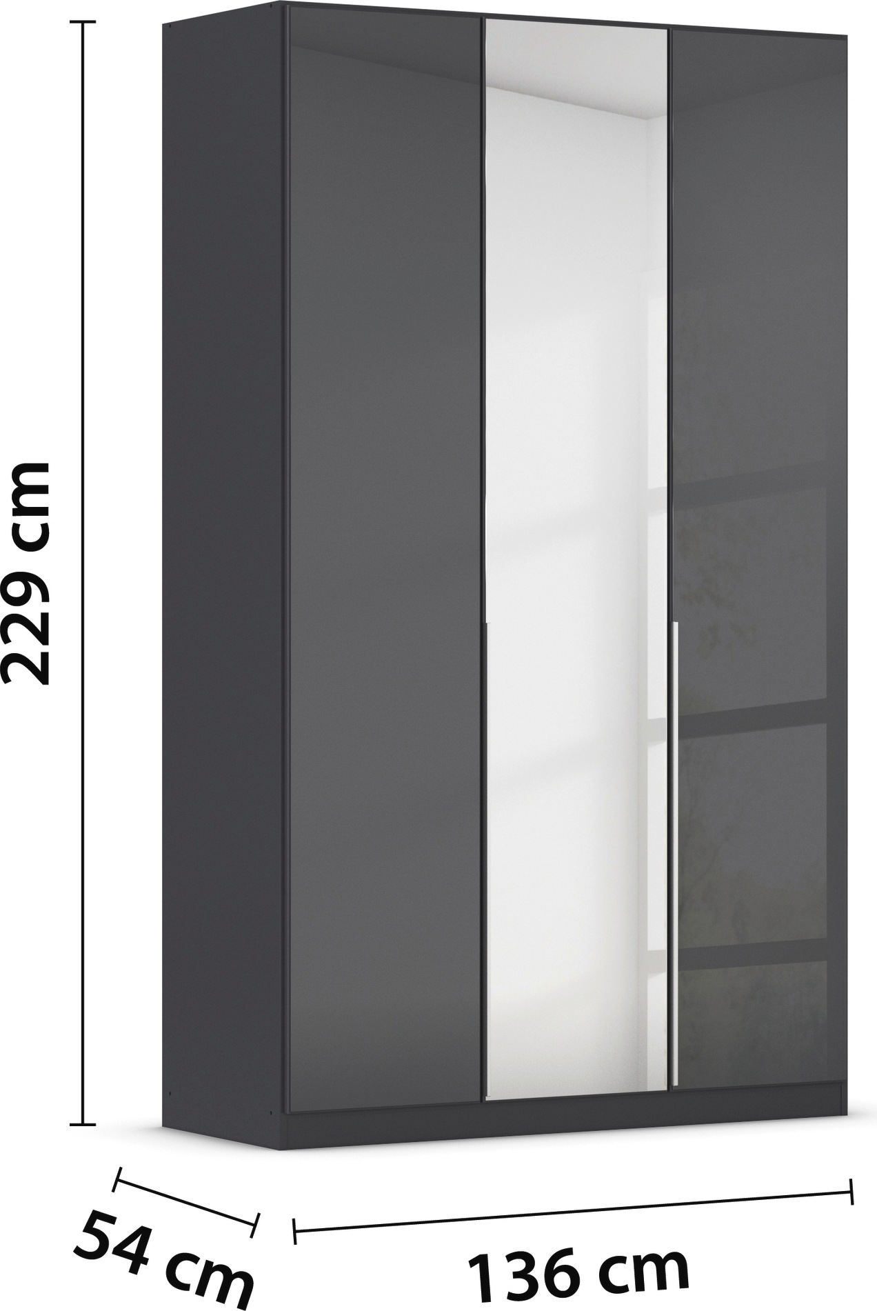rauch Drehtürenschrank »Kleiderschrank Kleiderschränke Schrank Garderobe AGORDO mit Glasfront«, (in zwei Griff-Farben), durchdachte Innenausstattung, in 6 Breiten und 2 Höhen MADE IN GERMANY