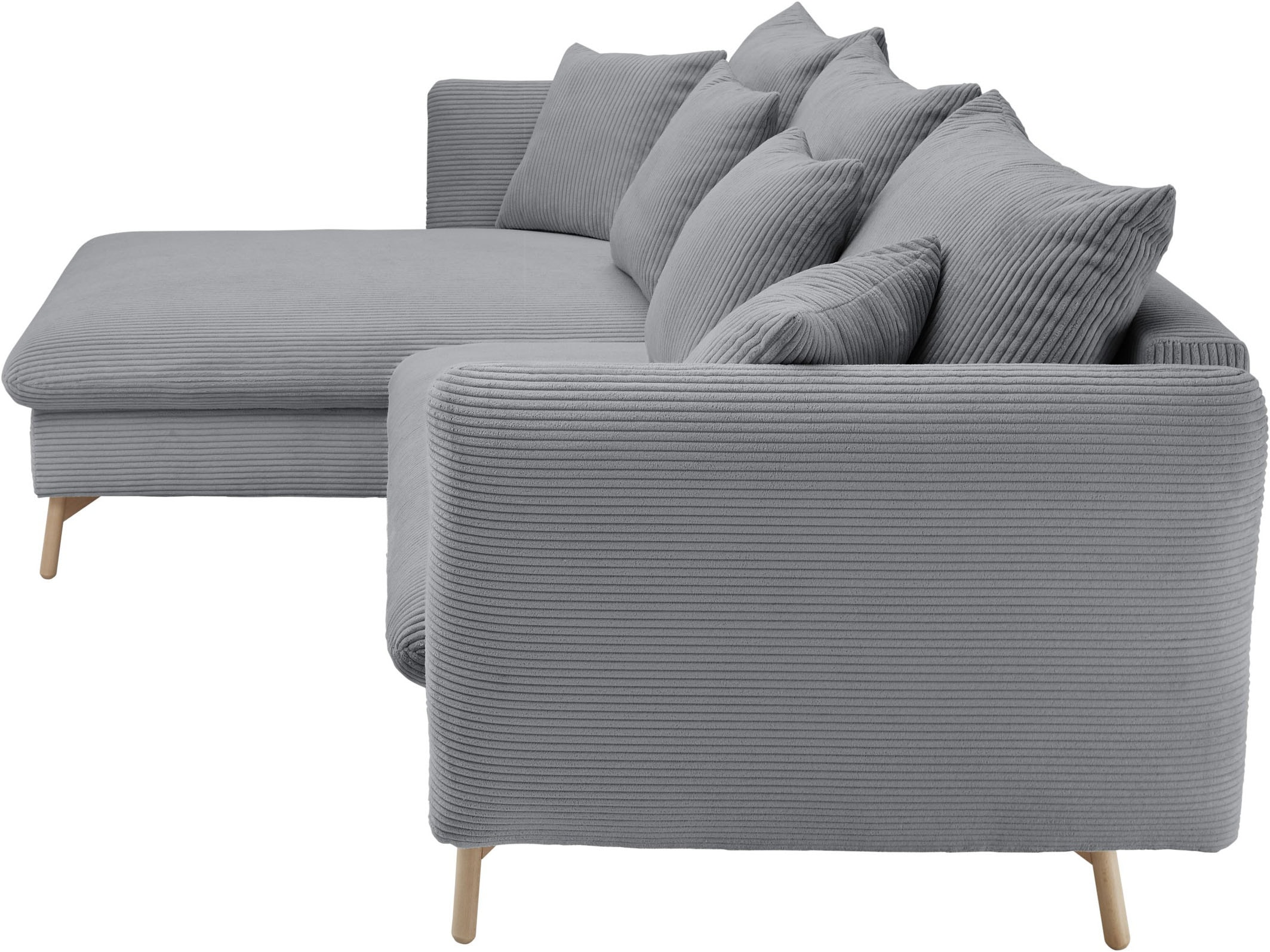 OTTO home Ecksofa »MERLE, 258 cm, L-Form, traumhafter Cord,« mit Bettfunktion und Bettkasten, Liegefläche 224 x 139