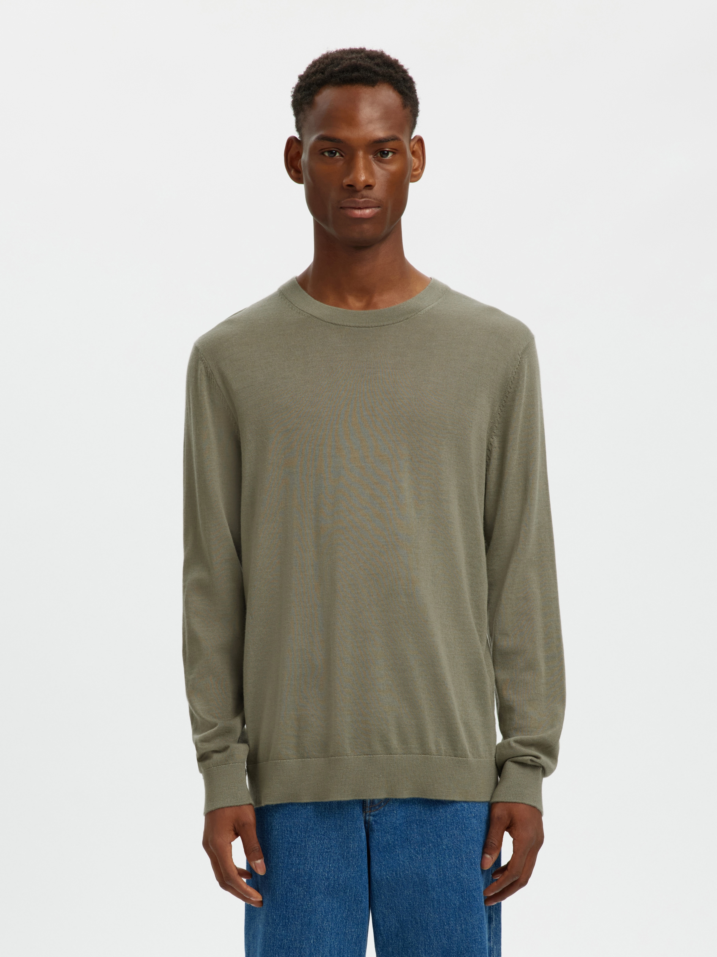 SELECTED Rundhalspullover »SLHTRAY LS KNIT MERINO CREW NECK NOOS« Wolle, regular fit