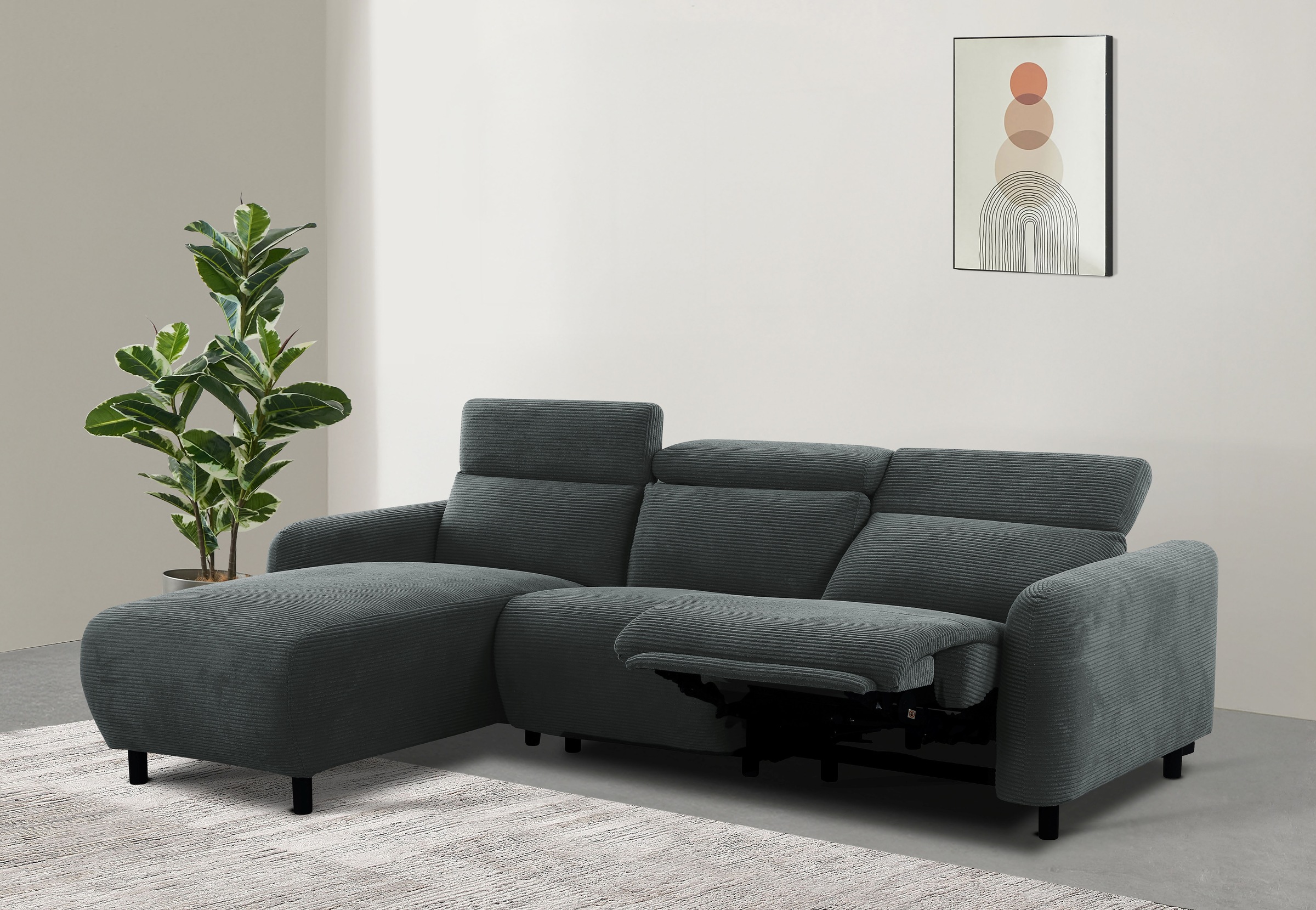 Home affaire Ecksofa »SKAANE in Cord, L-Form, 274 cm, manuelle u. elektrisc günstig online kaufen