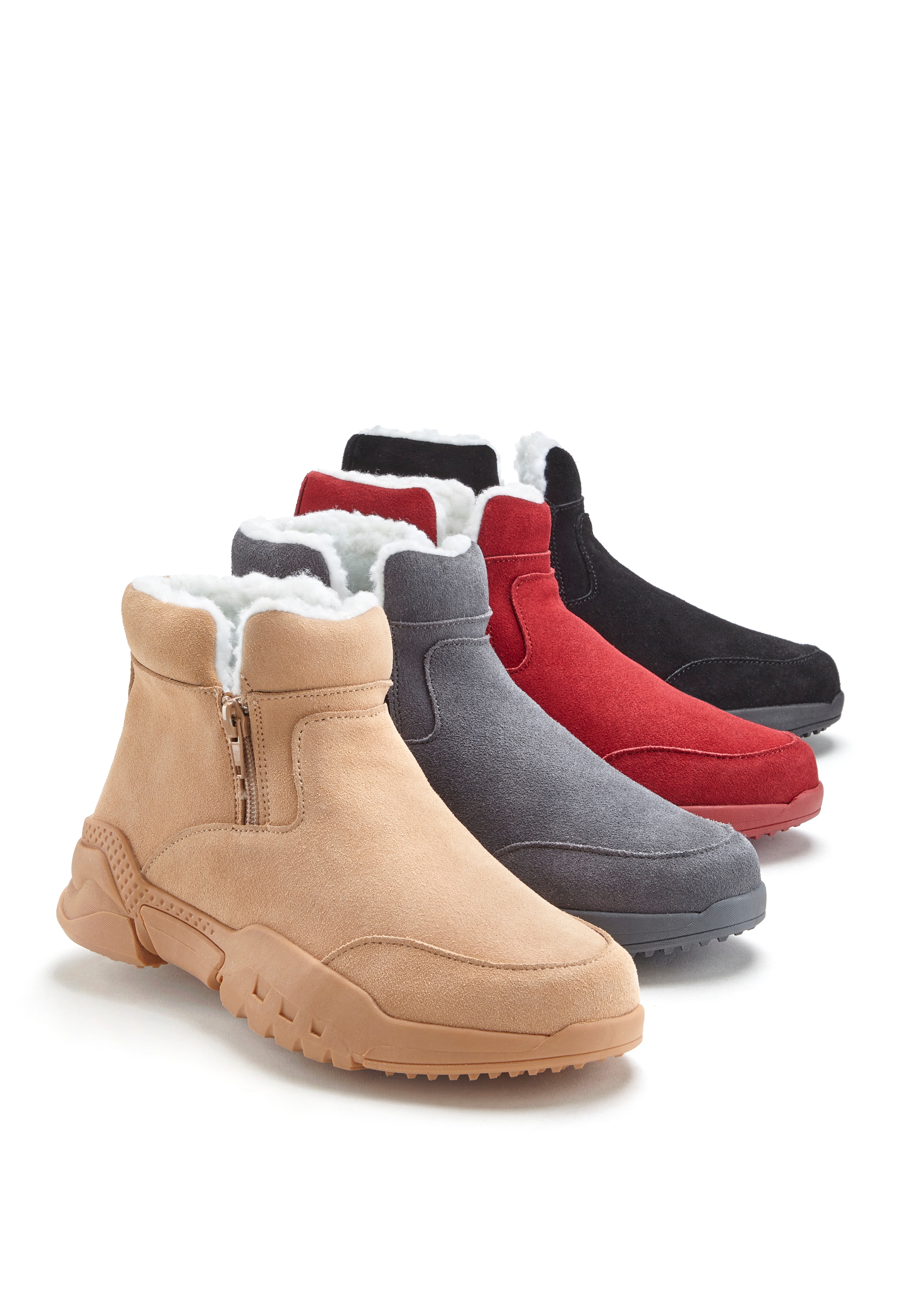 Vivance Stiefelette, aus Veloursleder und mit Warmfutter, Winterstiefel, Stiefel, Boots