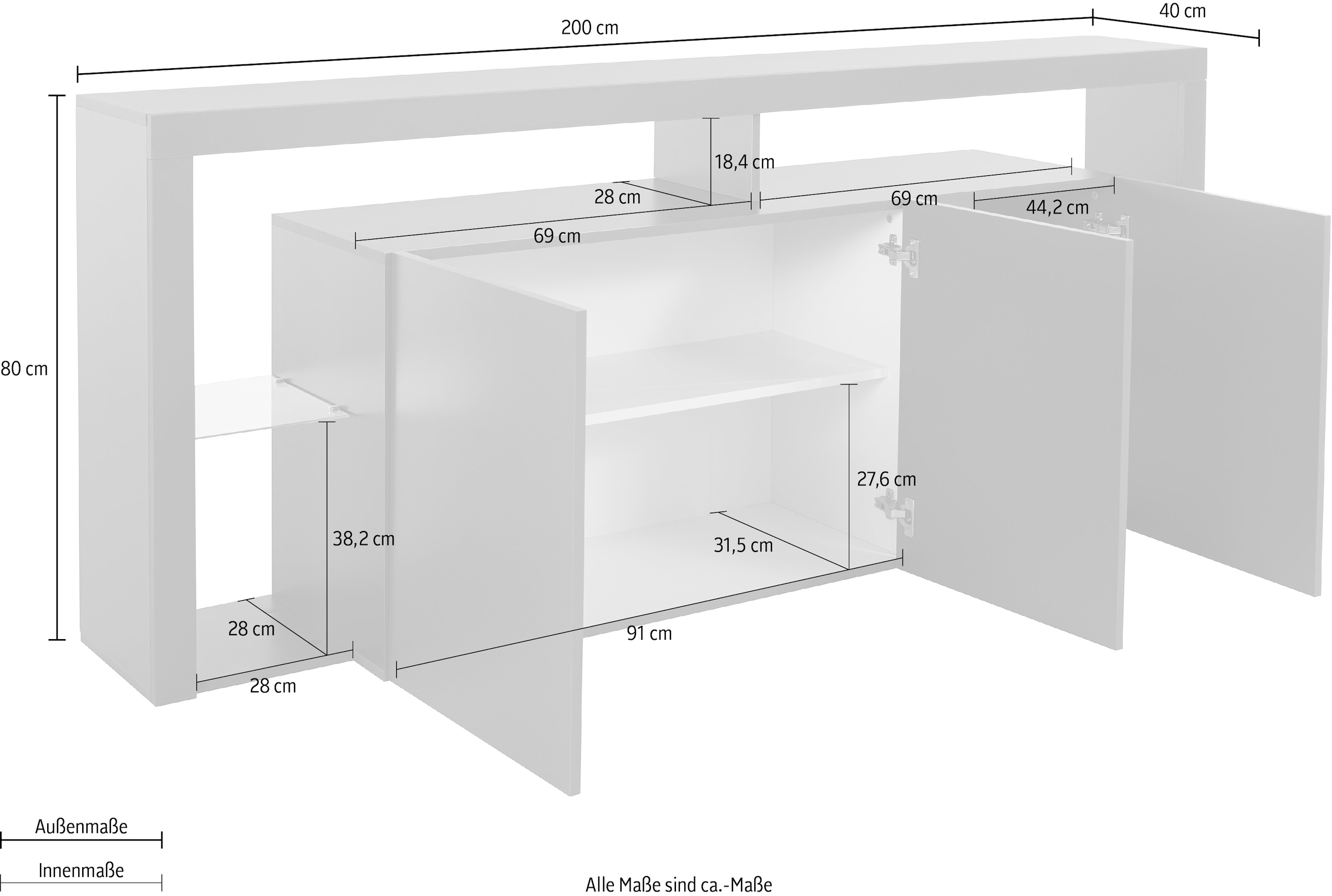 INOSIGN Sideboard »Essential«, Breite ca. 200 cm