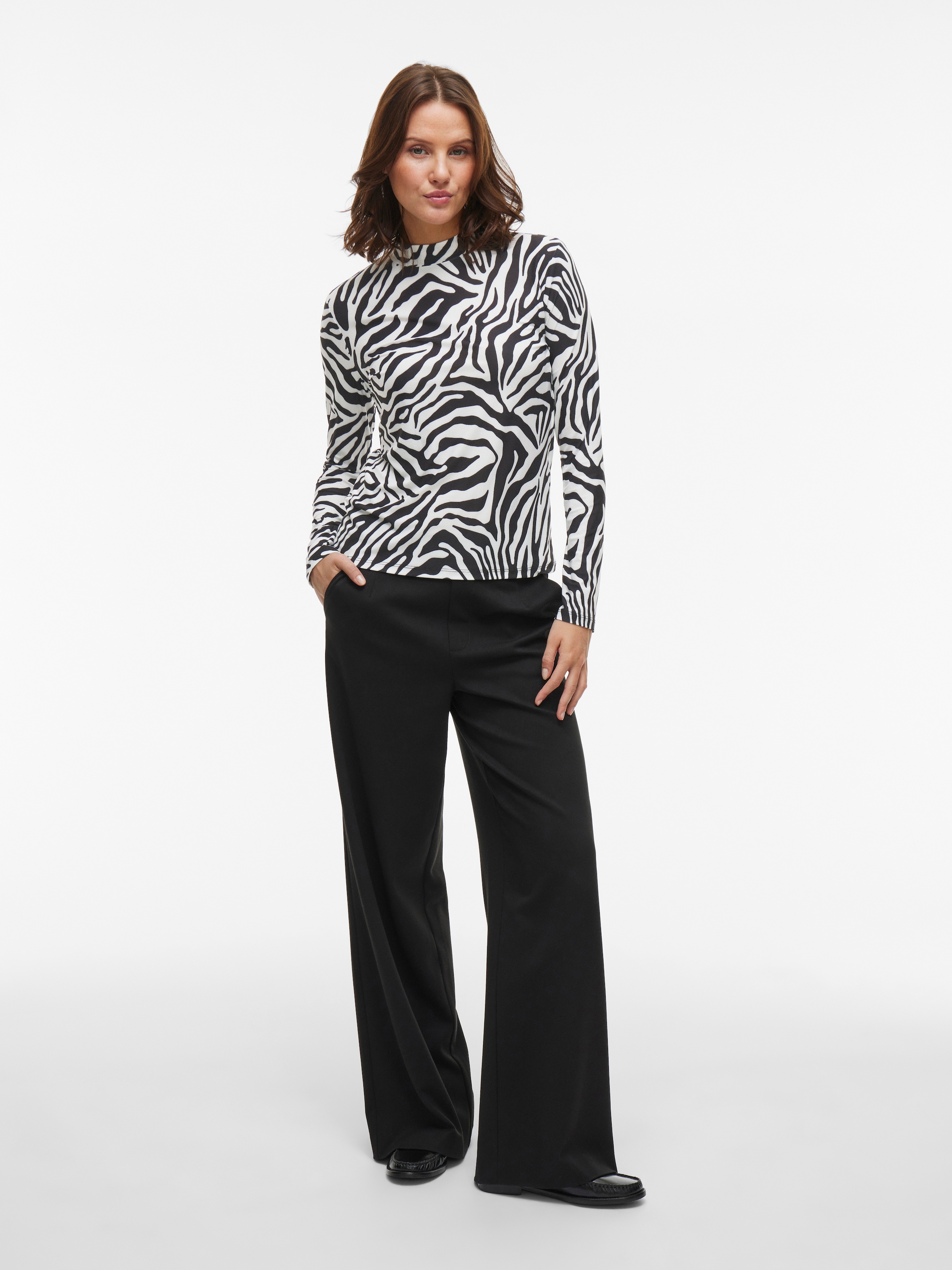 Vila Stehkragenshirt »VILEOA L/S ROLLNECK TOP - NOOS« Materialmix, regular fit