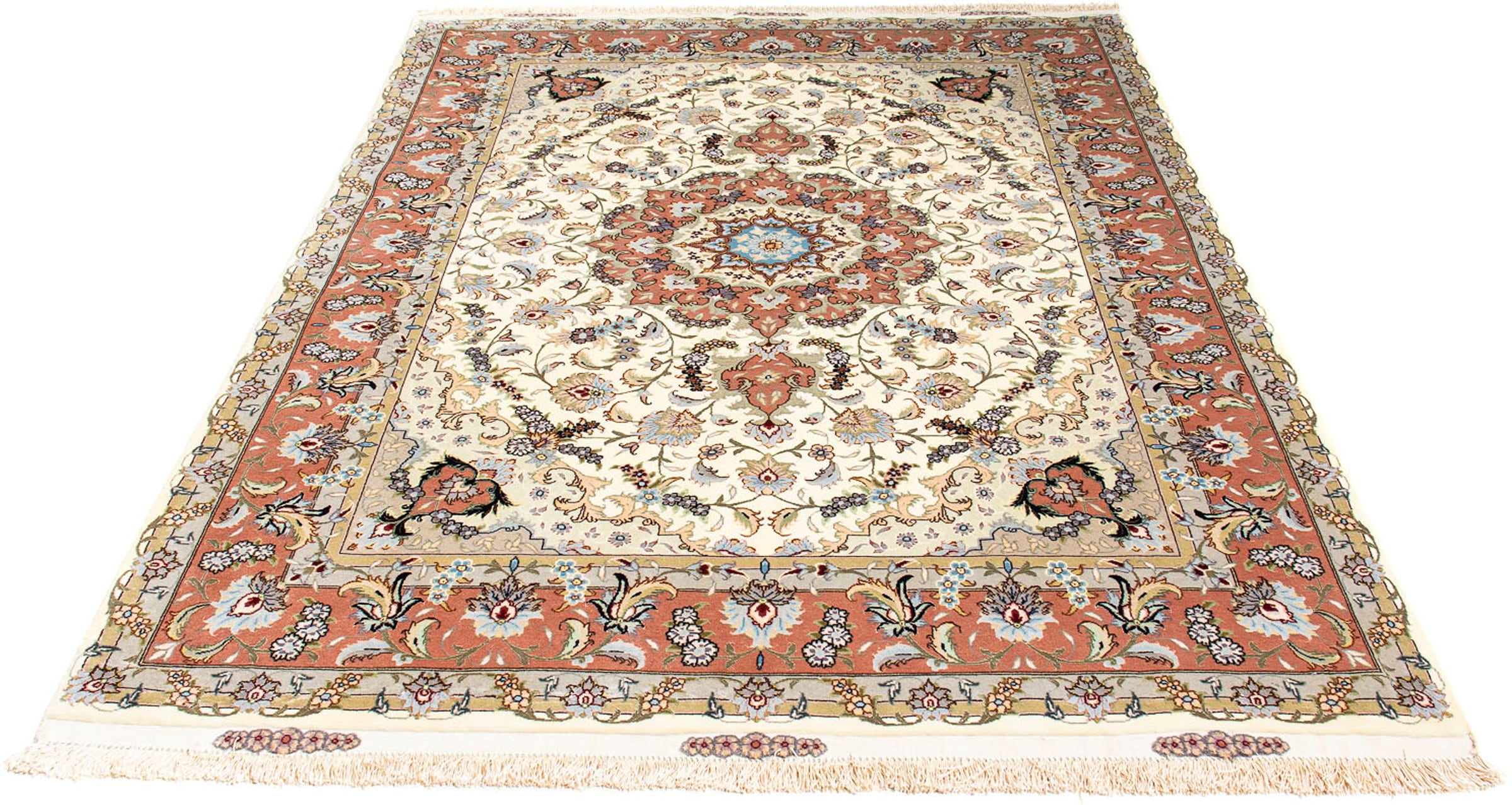 morgenland Orientteppich »Täbriz - 205 x 150 cm - beige«, rechteckig, 10 mm günstig online kaufen