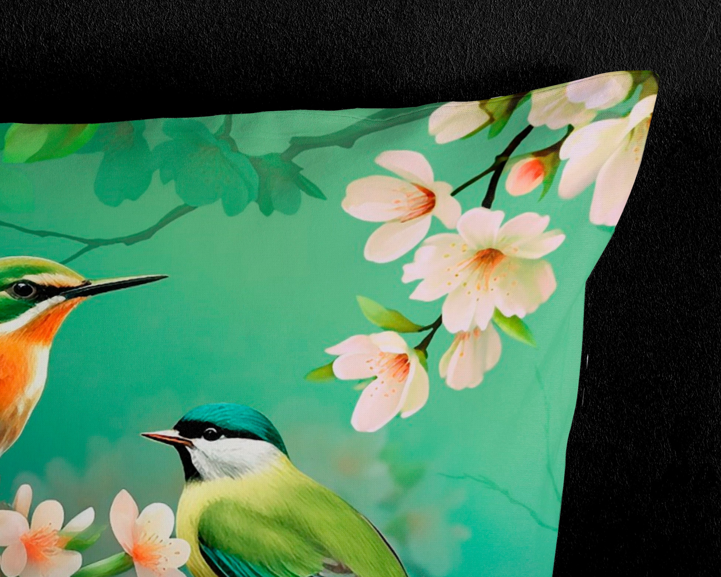 PURE luxury collection Wendebettwäsche »Signi«, 135x200, Pflegeleicht, Reißverschluss, Wendeoptik, Blumen, Vogel, Grün