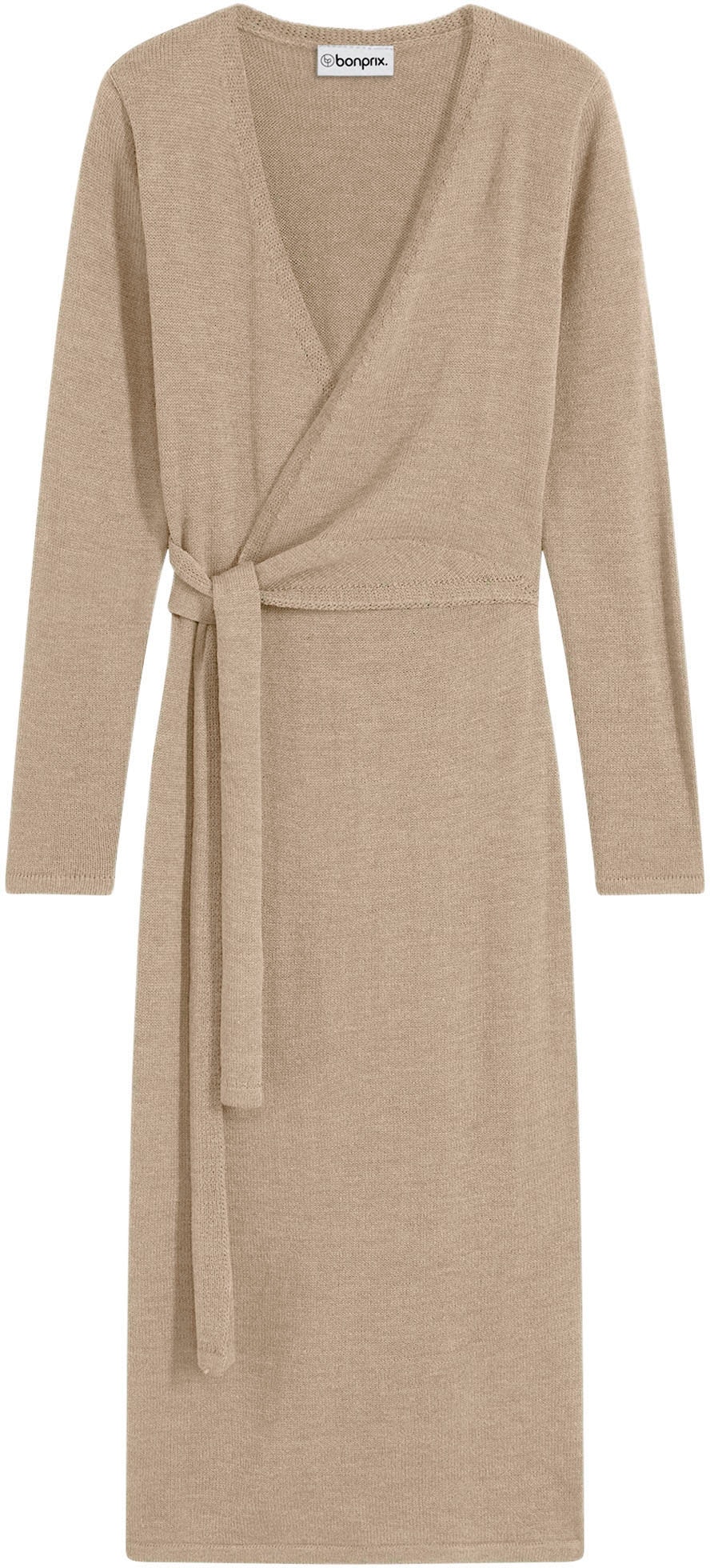 bonprix Strickkleid »Midi-Strickkleid« mit modernem Wickel-Design, aus Polyacryl und Polyester