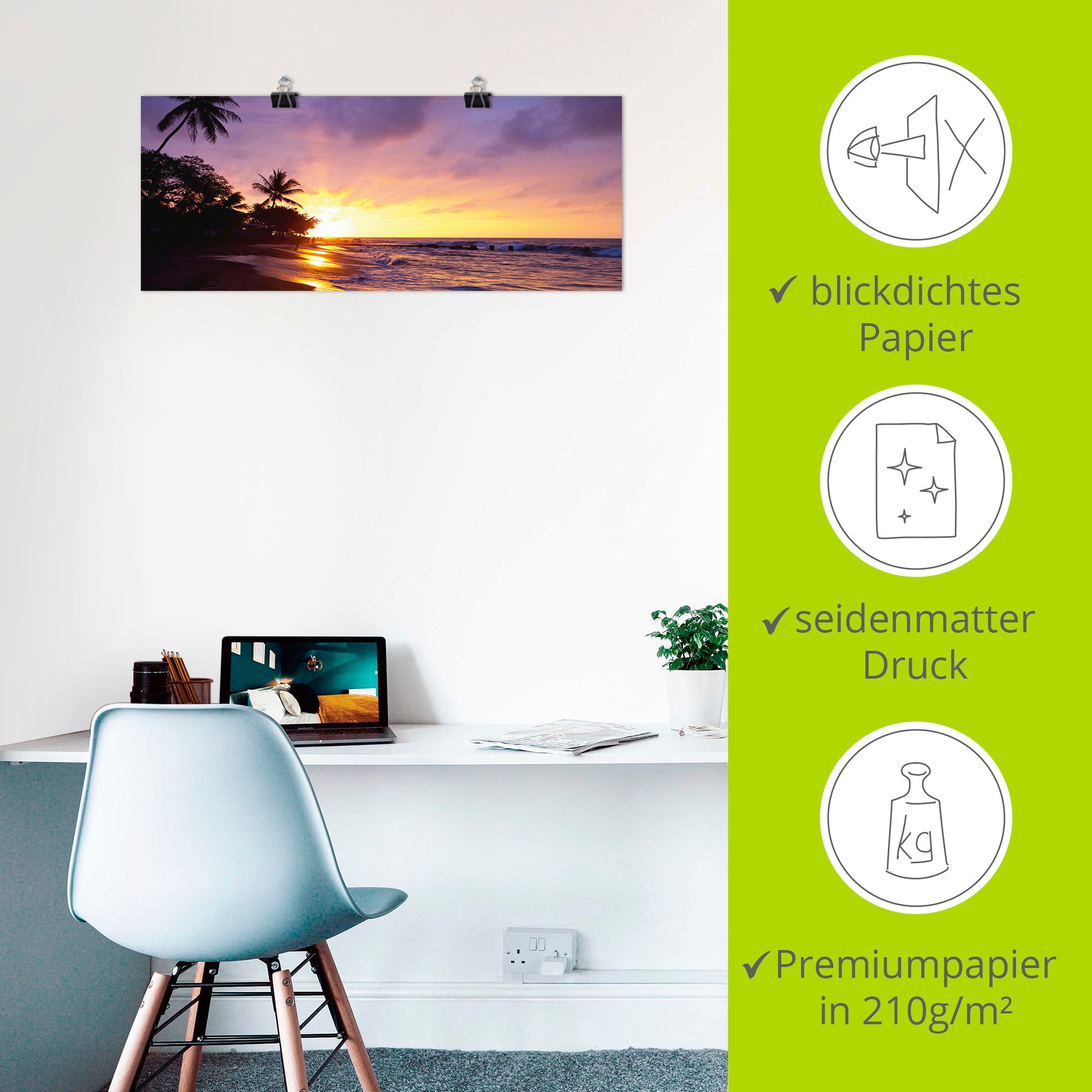 Artland Wandbild »Tropischer Strand« Sonnenaufgang & -untergang 1 Stk. tlg. als Alubild, Poster in verschied. Größen