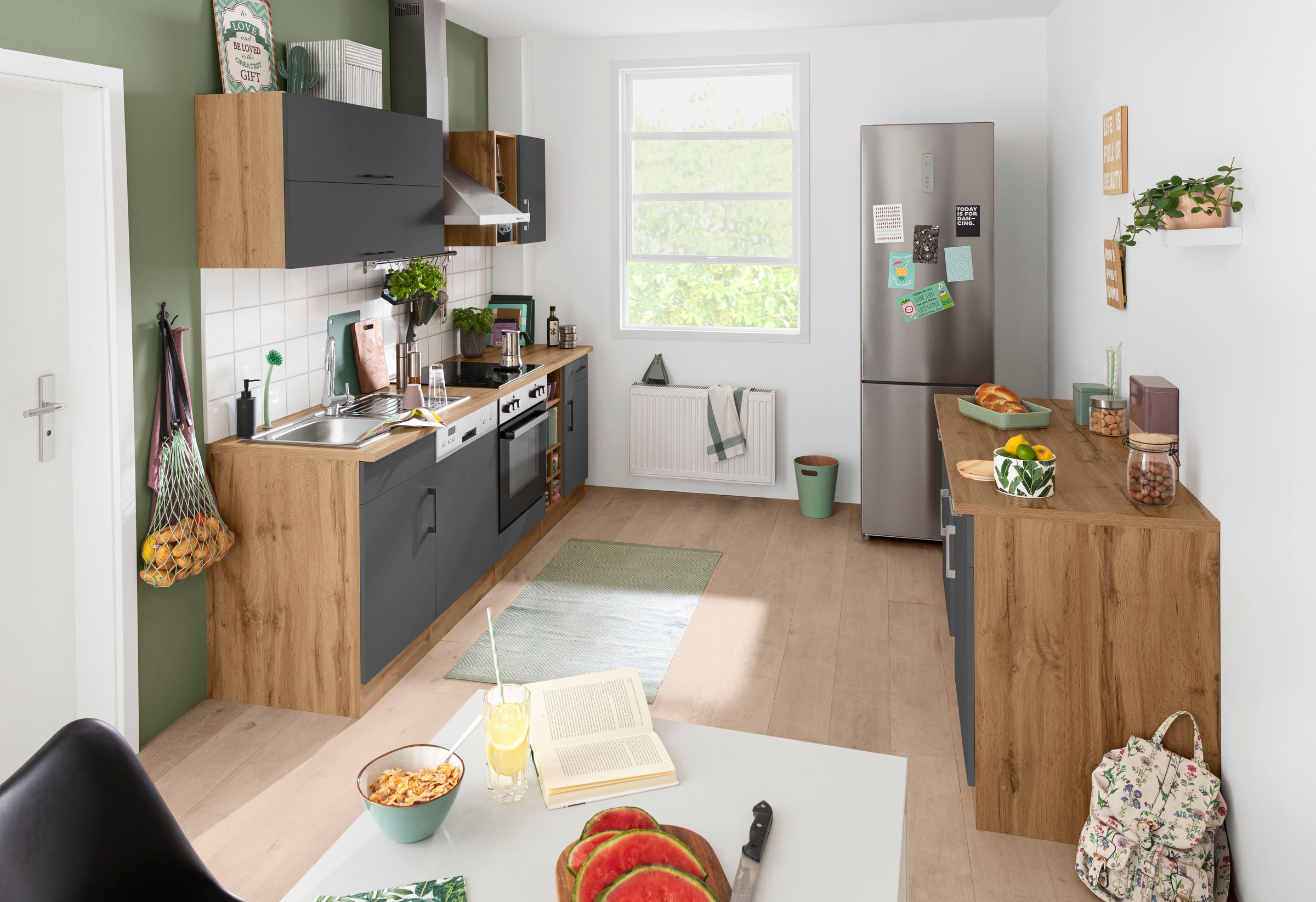 KOCHSTATION Unterschrank »KS-Colmar«, 150 cm breit, 2 Schubkästen, 2 Türen, 6 Fächer, für viel Stauraum