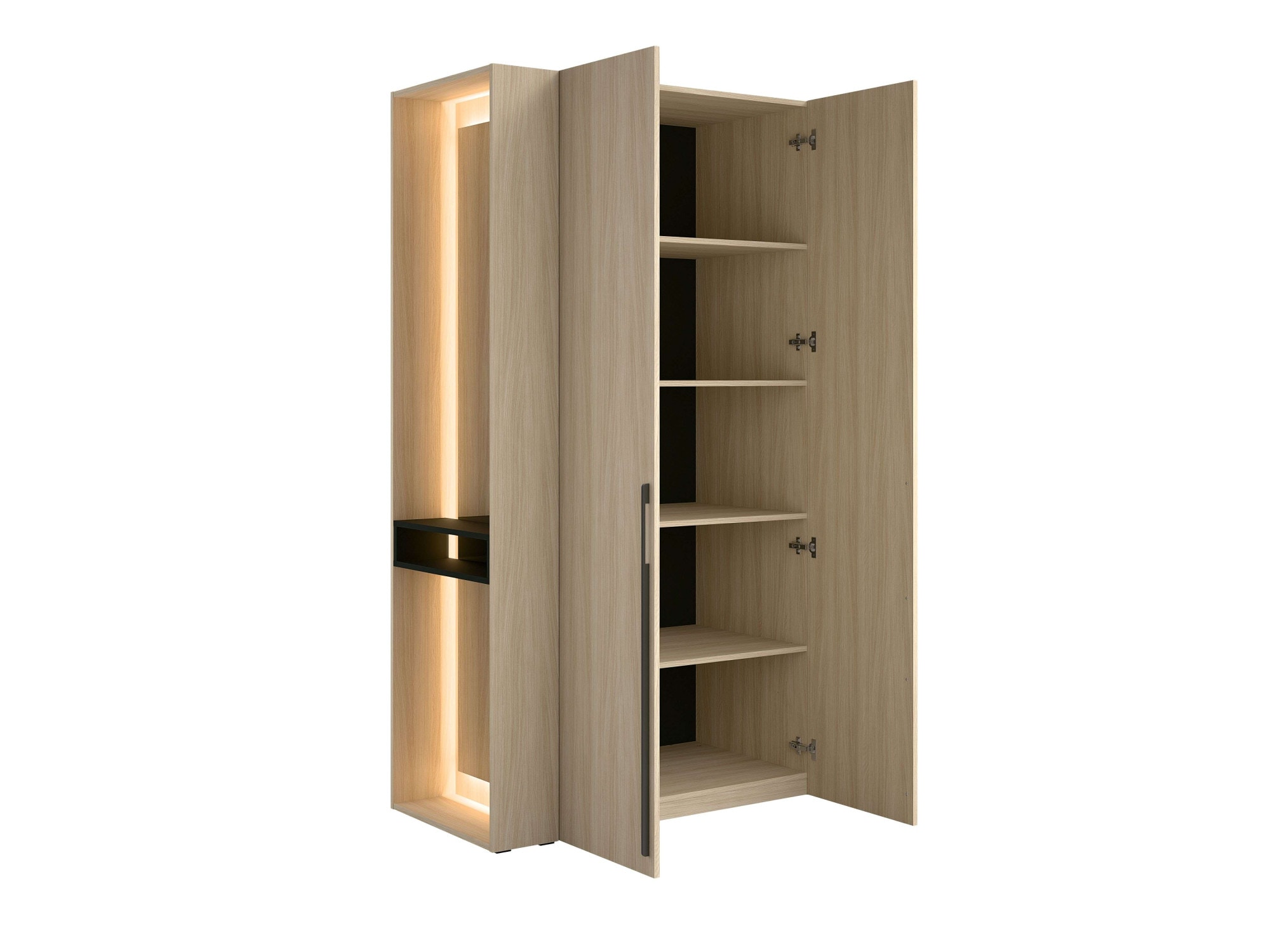Home affaire Kleiderschrank »TRENTO Garderobe, Wäscheschrank mit großem Spiegel und LED-Beleuchtung«, mit Kleiderstange und Einlegeböden, Maße B/H/T: 111/208/58 cm