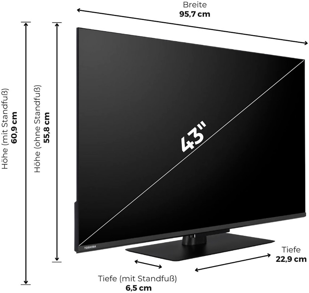 Toshiba DLED-Fernseher »43UV6F63DA«, 4K Ultra HD, Smart-TV